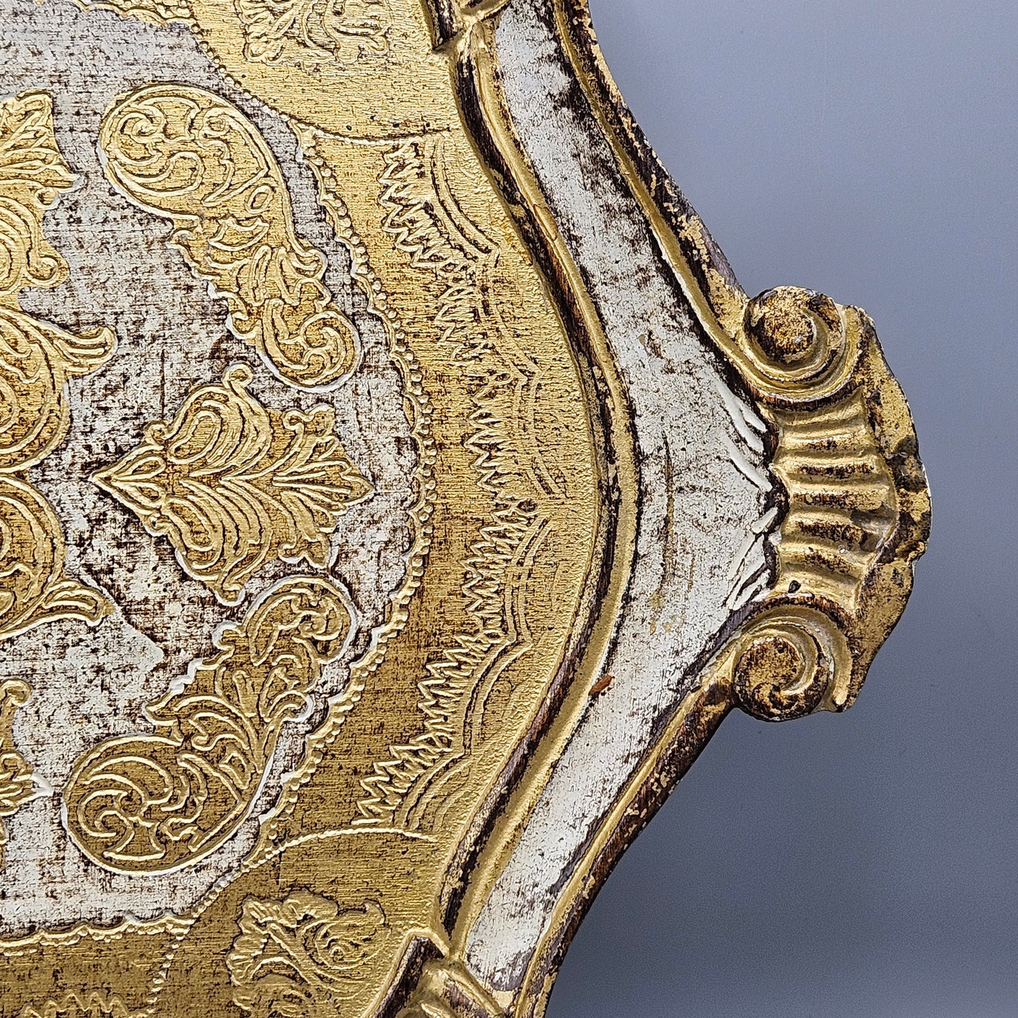 Vintage Italian Florentine Tray - Gold & Cream Color