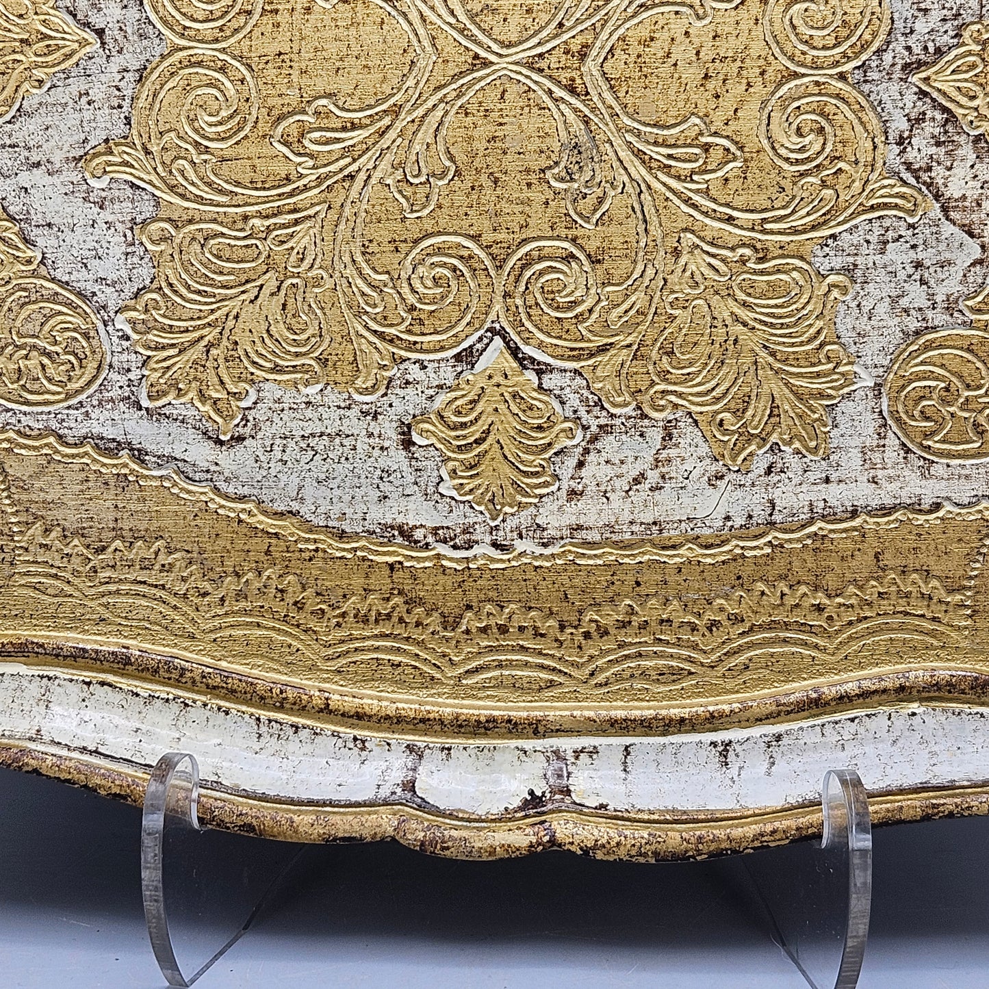 Vintage Italian Florentine Tray - Gold & Cream Color