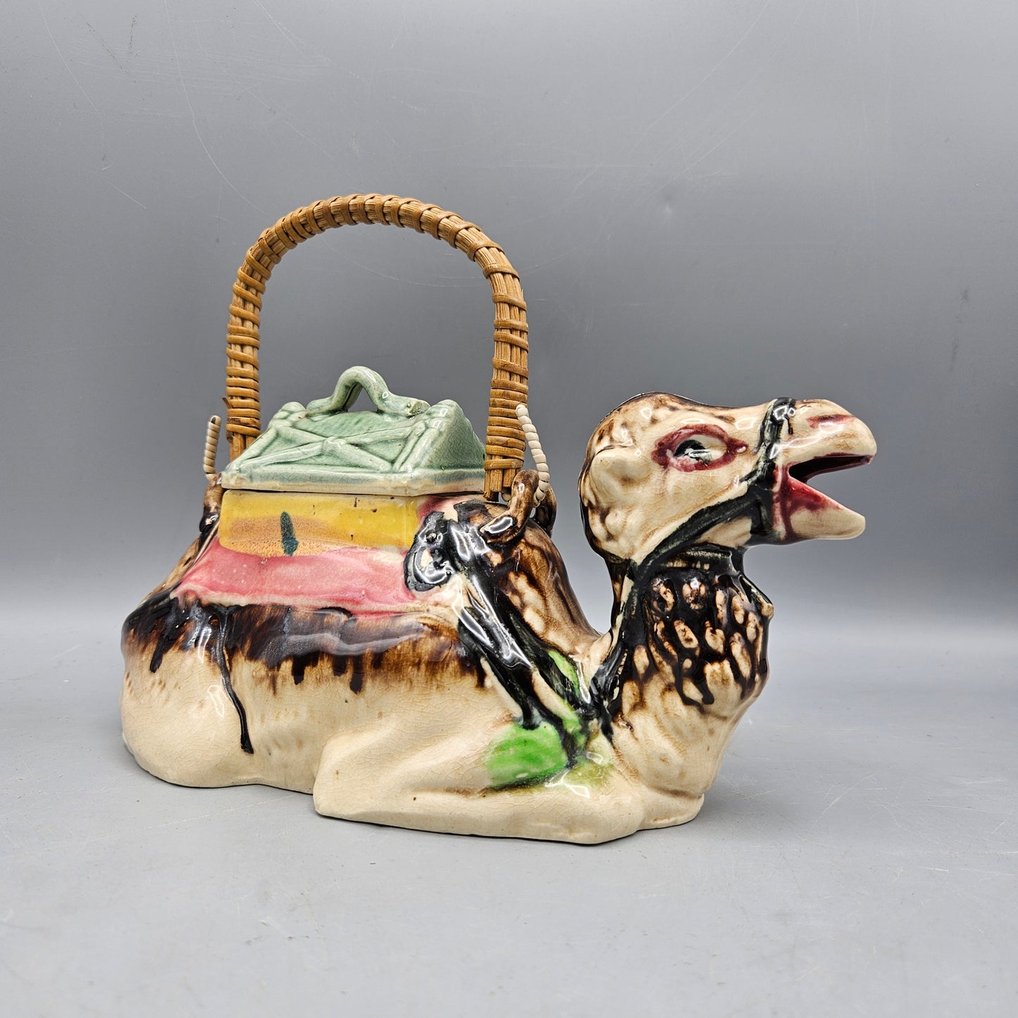 Vintage Japanese Camel Form Hand Painted Porcelain Teapot