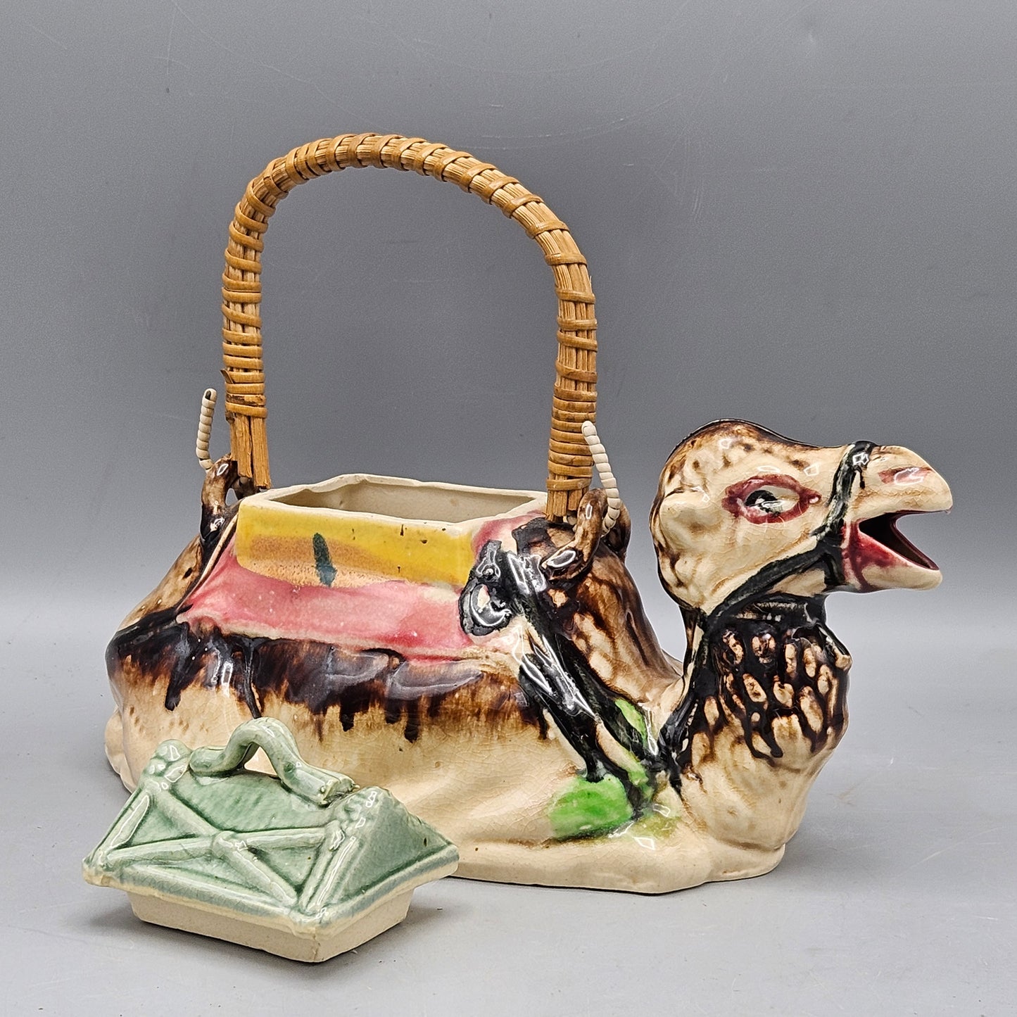 Vintage Japanese Camel Form Hand Painted Porcelain Teapot