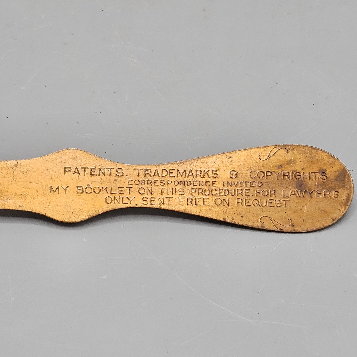 Vintage Brass Letter Opener Clarence A. O' Brien Lawyer, Washington DC
