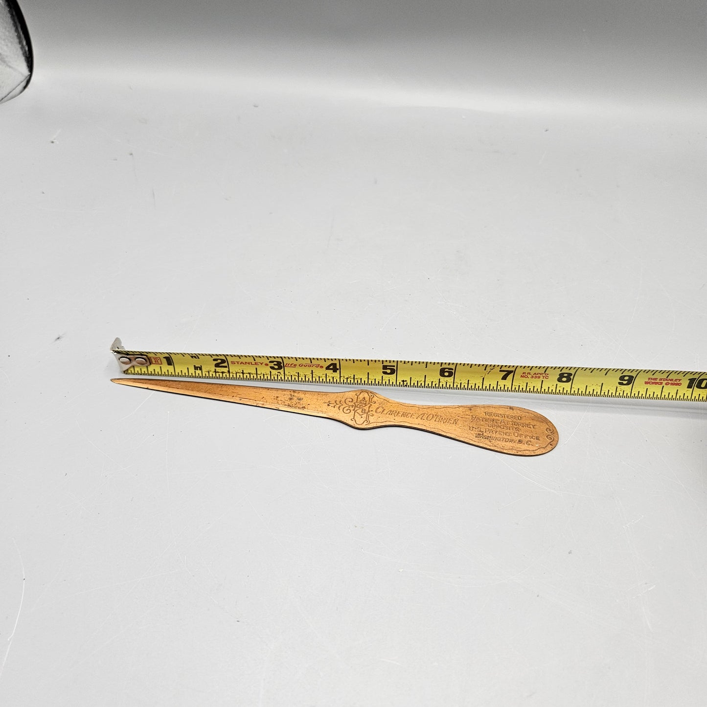 Vintage Brass Letter Opener Clarence A. O' Brien Lawyer, Washington DC