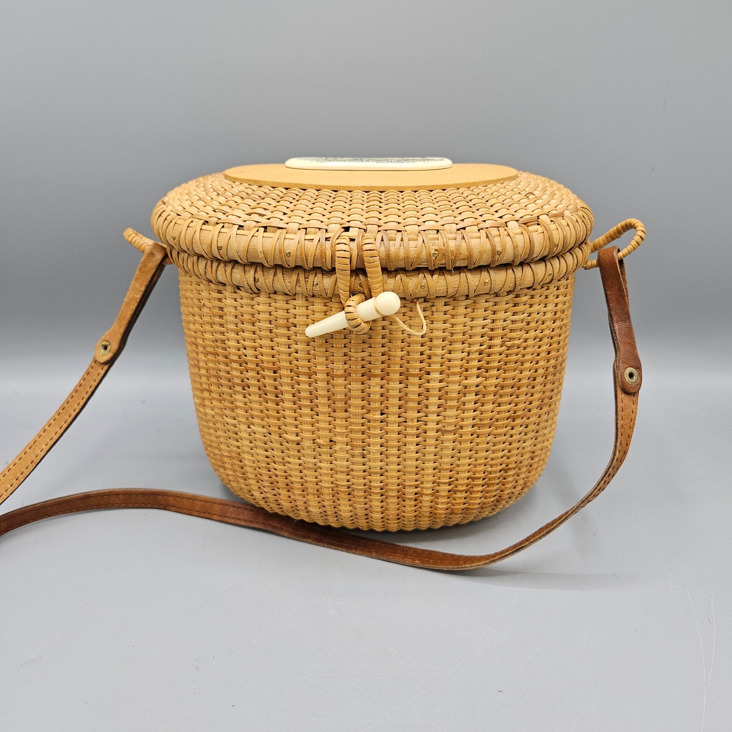 Nantucket Basket with Village Scene Made in New Hampshire