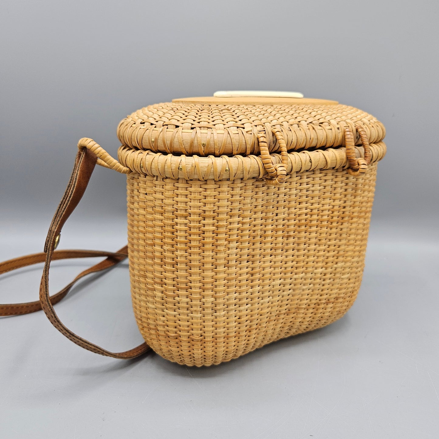 Nantucket Basket with Village Scene Made in New Hampshire