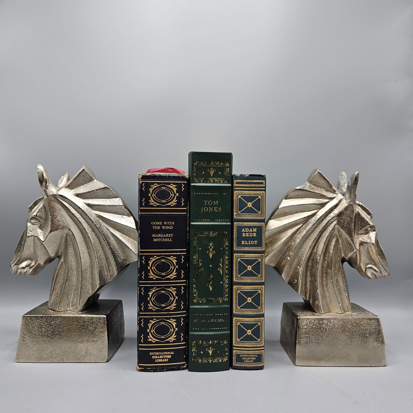 Pair of Silver Toned Horse Head Bookends