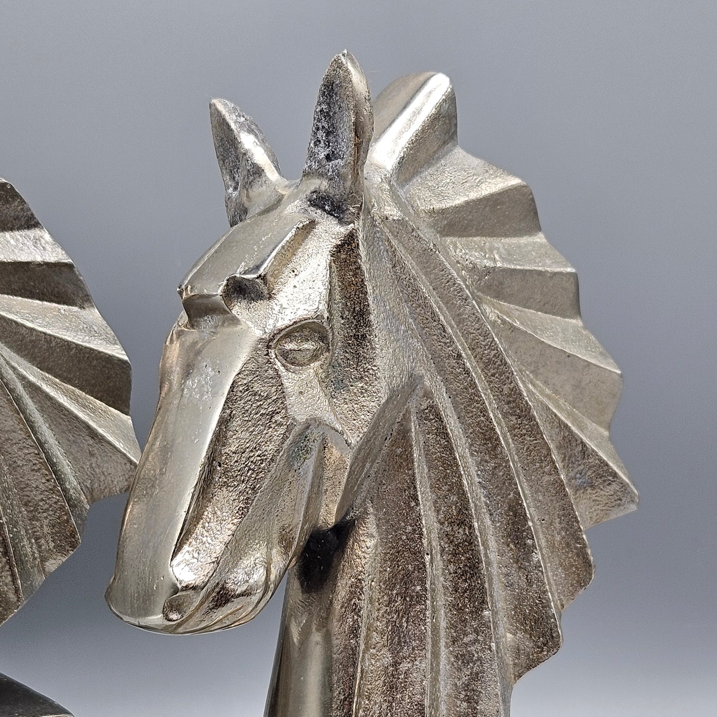 Pair of Silver Toned Horse Head Bookends