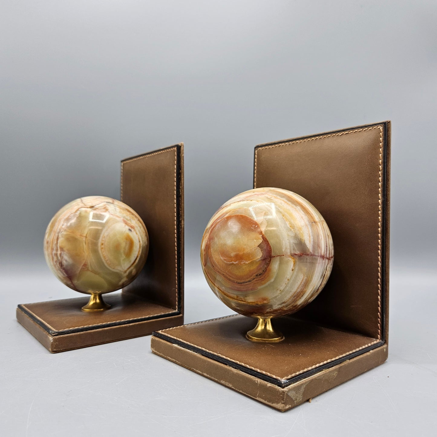 Pair of Marble Globe Bookends Made in Italy