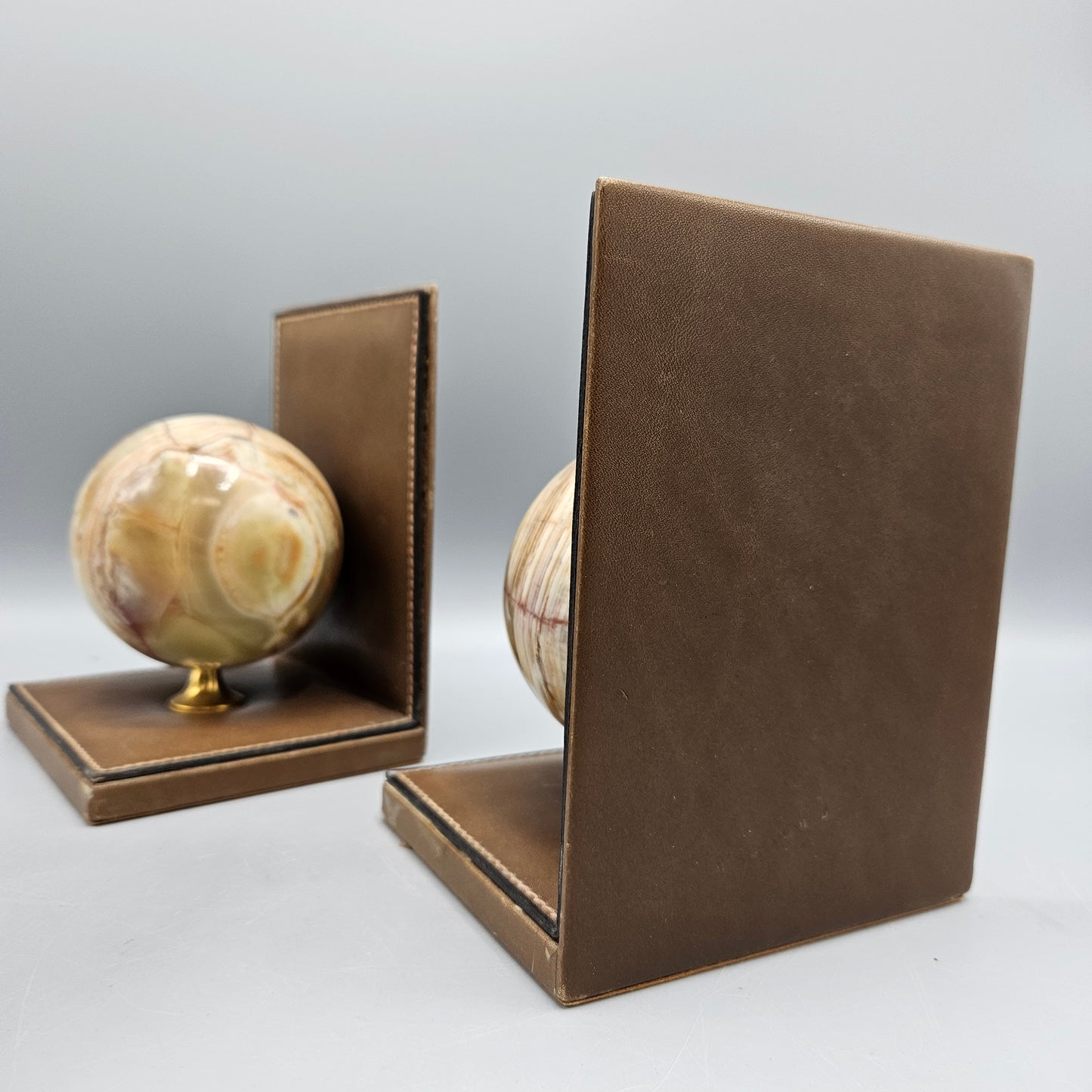 Pair of Marble Globe Bookends Made in Italy