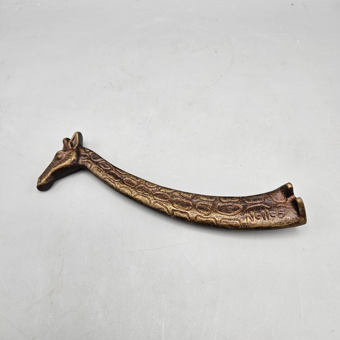 1993 Nelles Bronze Coat Hook Hanger in Giraffe Head & Neck Form
