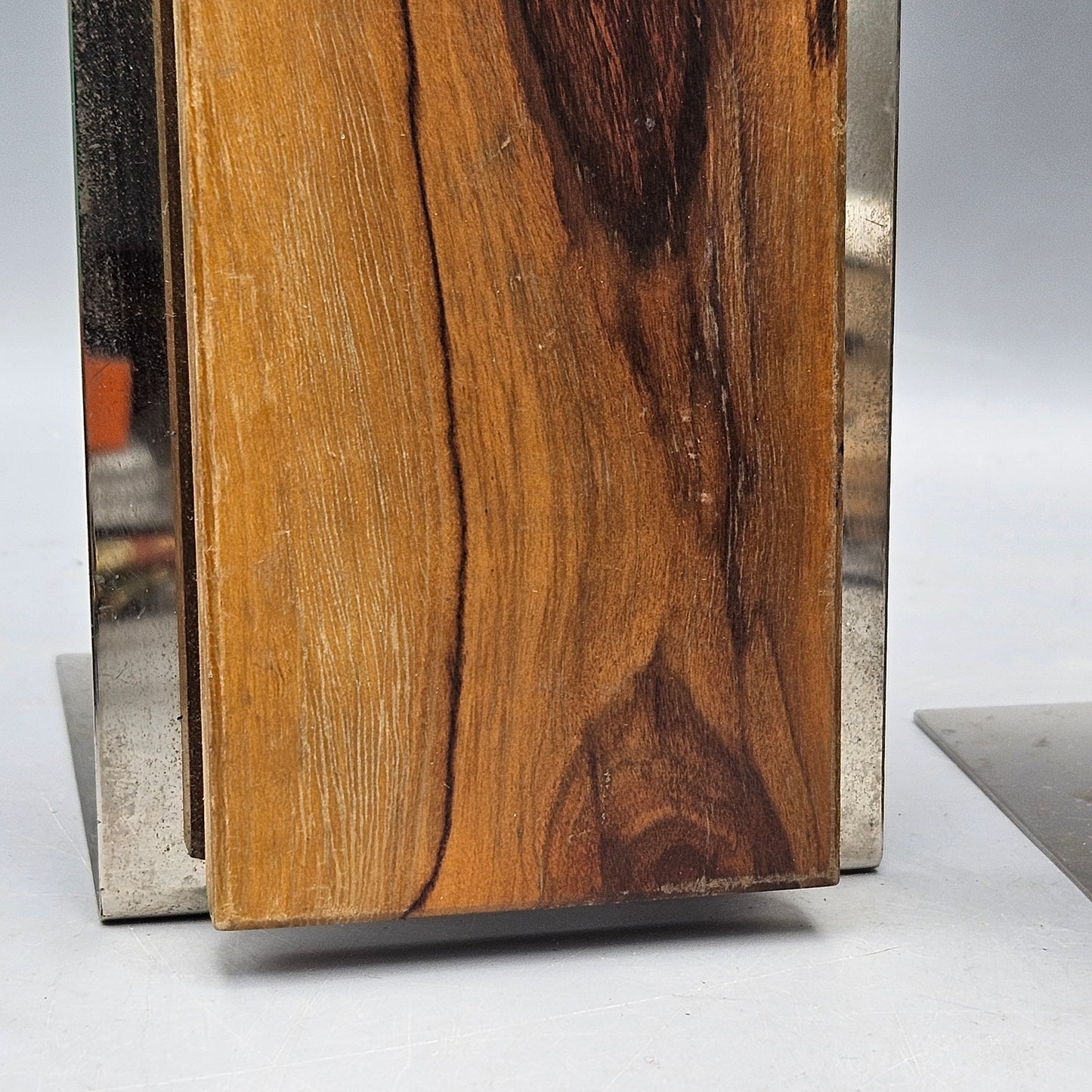 Pair of Chrome & Wooden Bookends