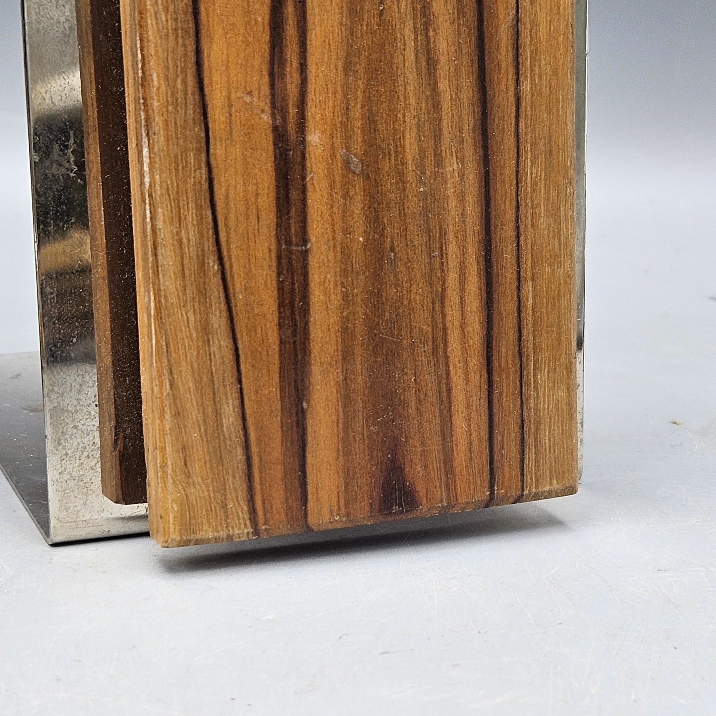 Pair of Chrome & Wooden Bookends