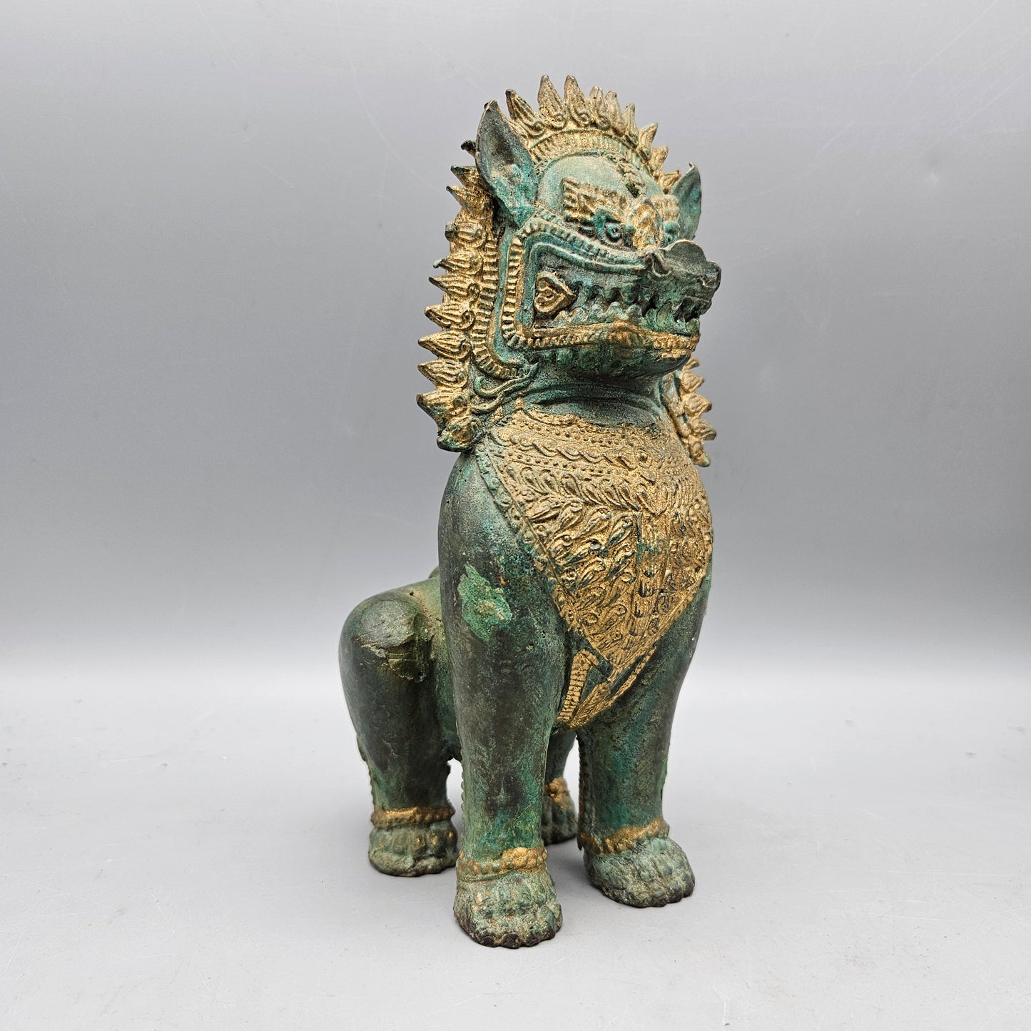 Thai Siam Khmer Bronze Lion Foo Dog