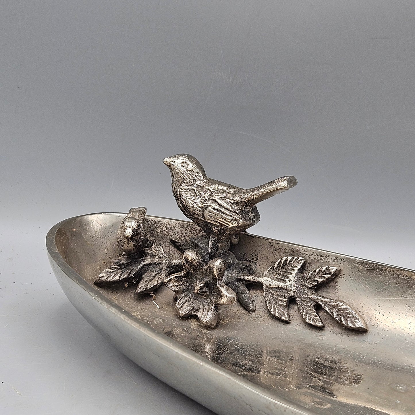 Michael Aram Style Oval Metal Serving Bowl with Bird & Branch