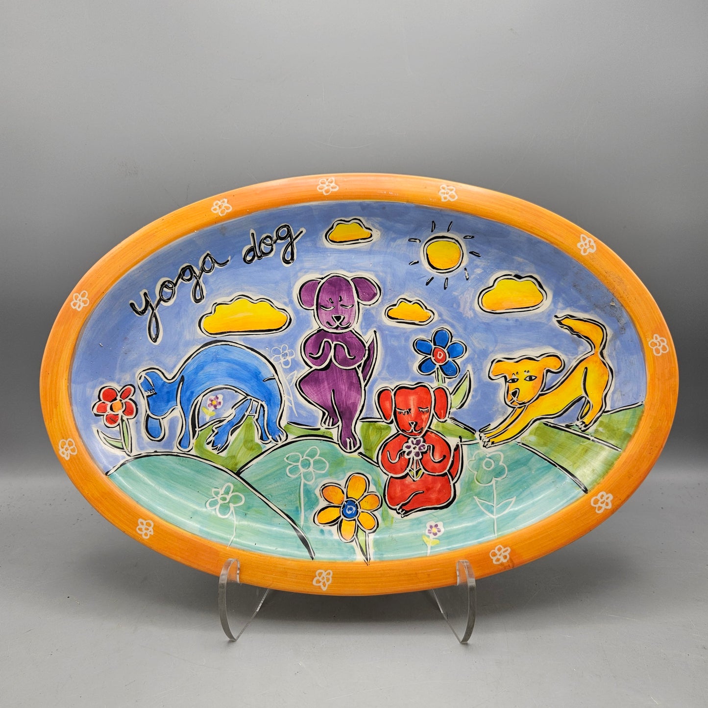 Yoga Dog by Outi Oval Platter