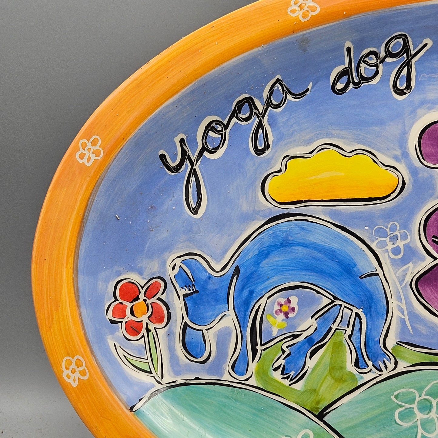 Yoga Dog by Outi Oval Platter