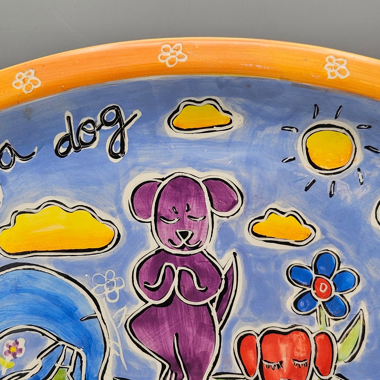 Yoga Dog by Outi Oval Platter