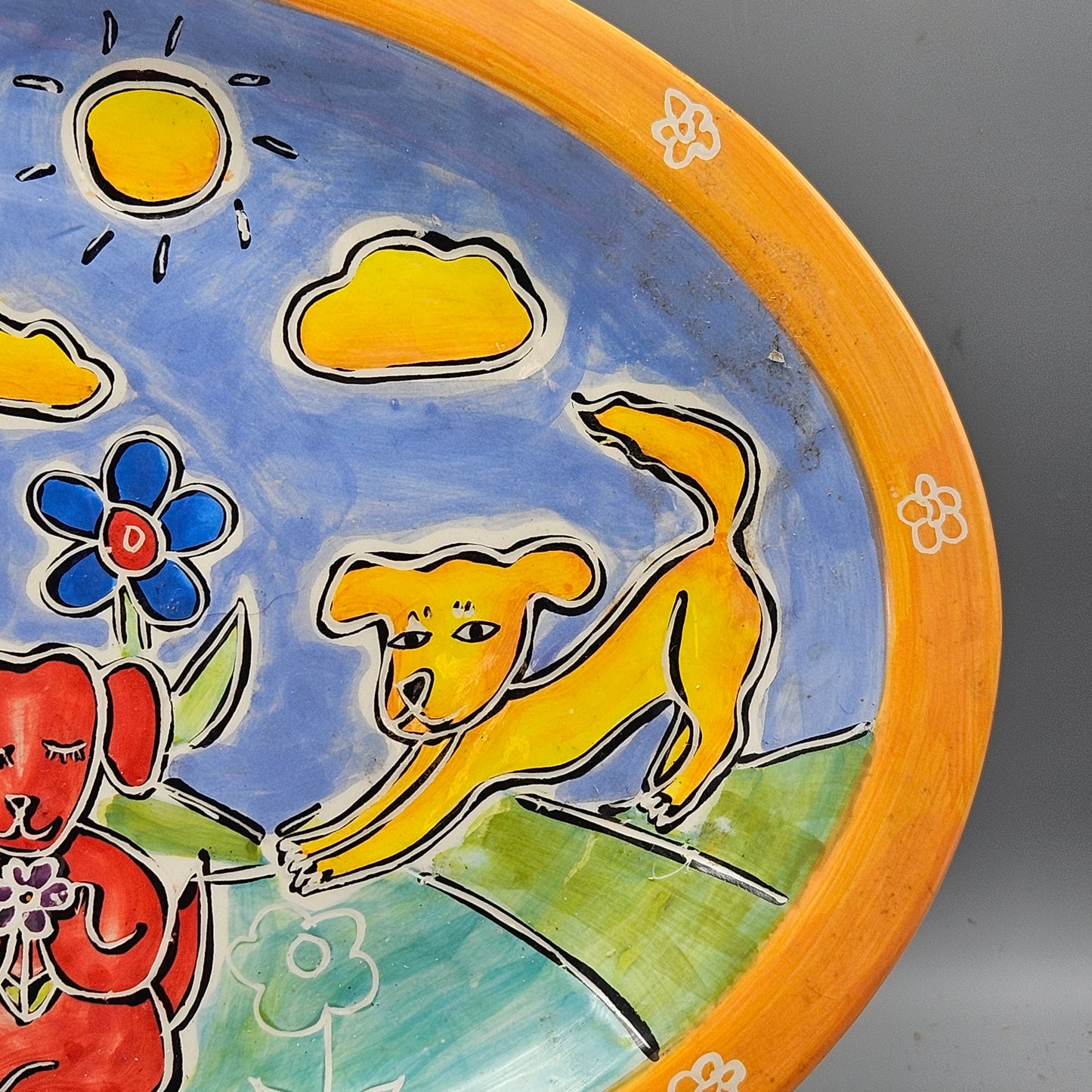 Yoga Dog by Outi Oval Platter
