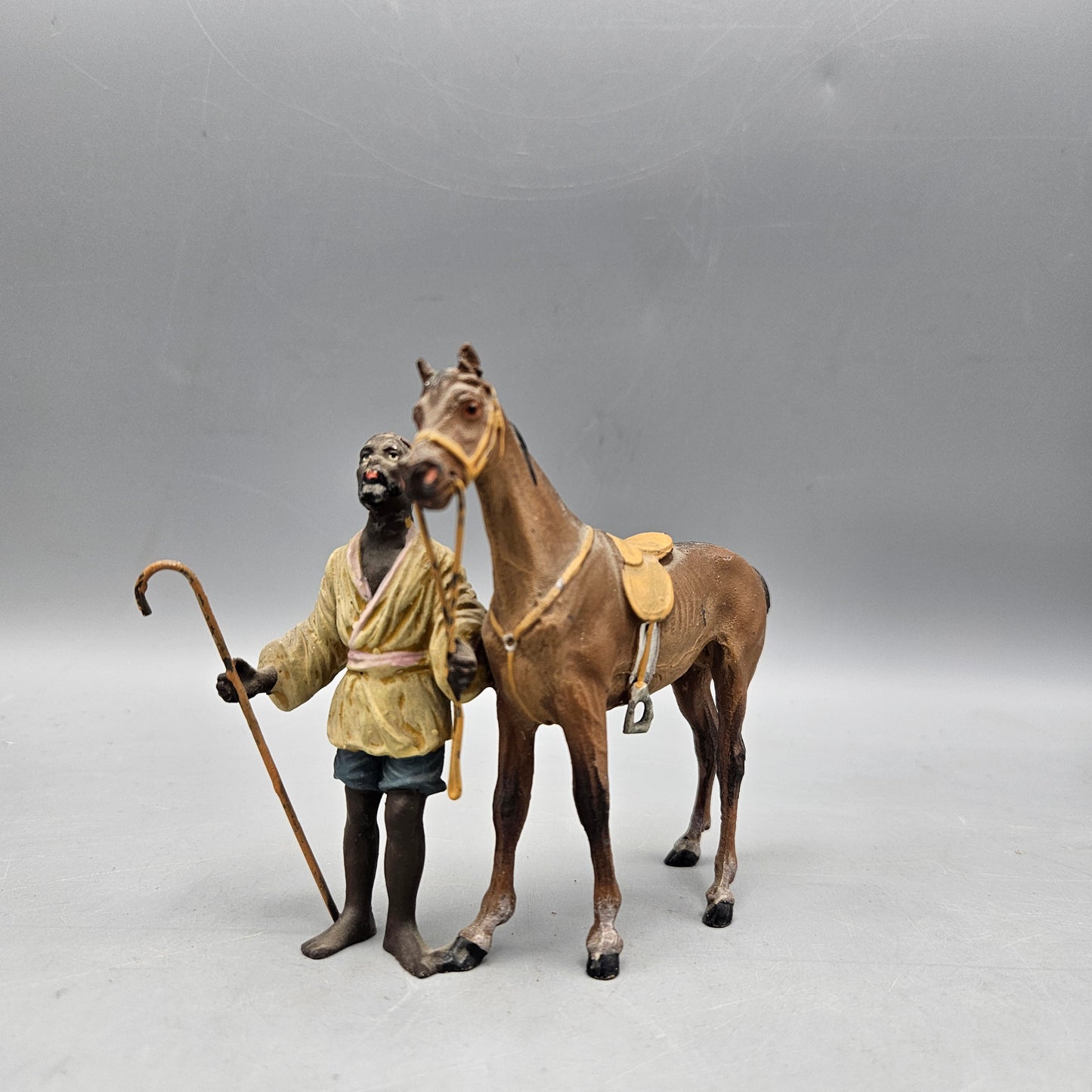 Bergmann Style Cold Painted Figure of Shepard & Horse