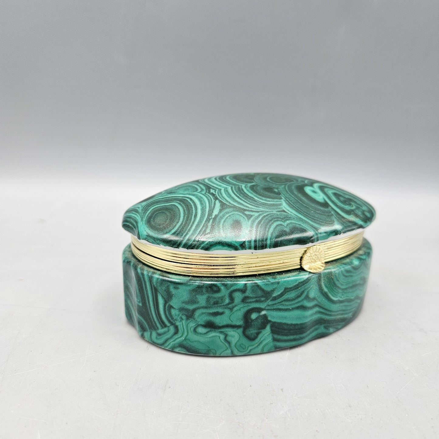 Faux Malachite Porcelain Trinket Box