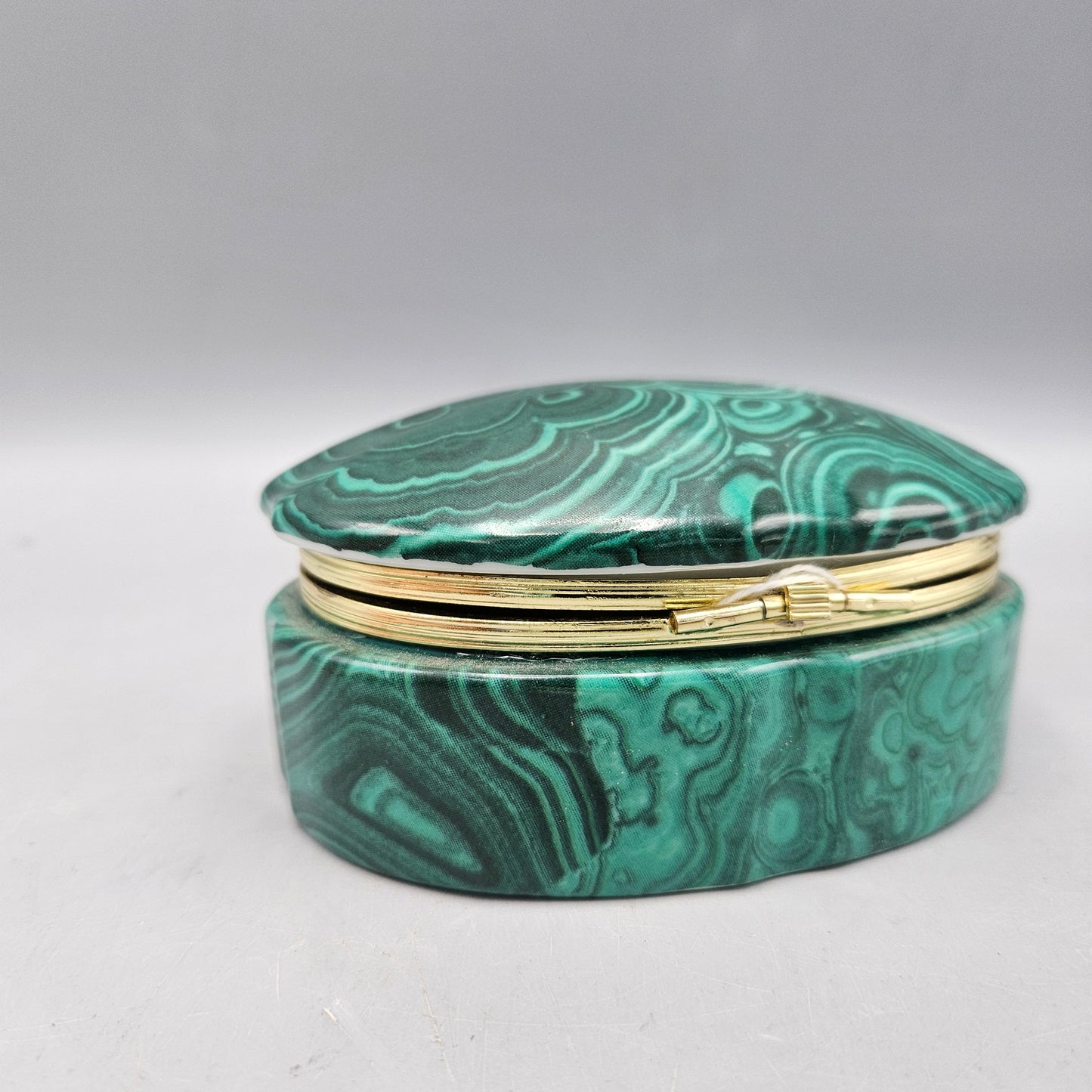 Faux Malachite Porcelain Trinket Box