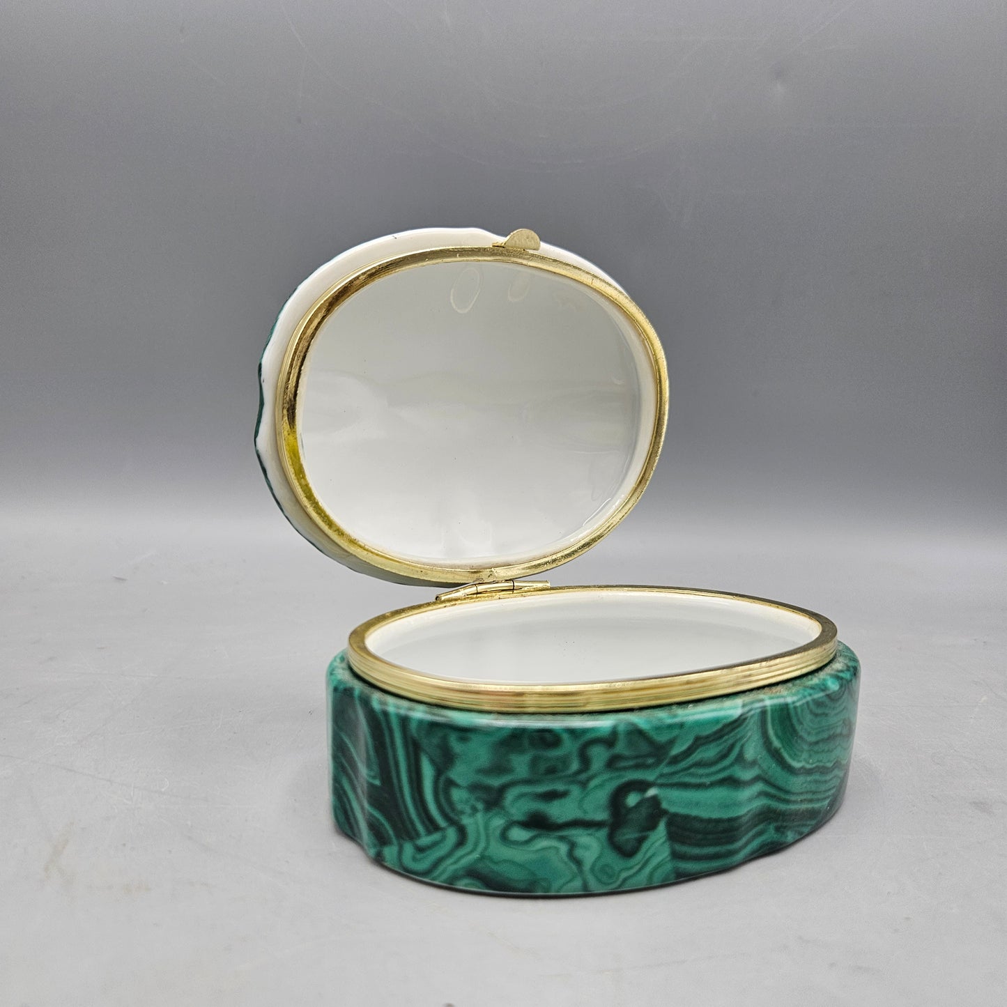 Faux Malachite Porcelain Trinket Box