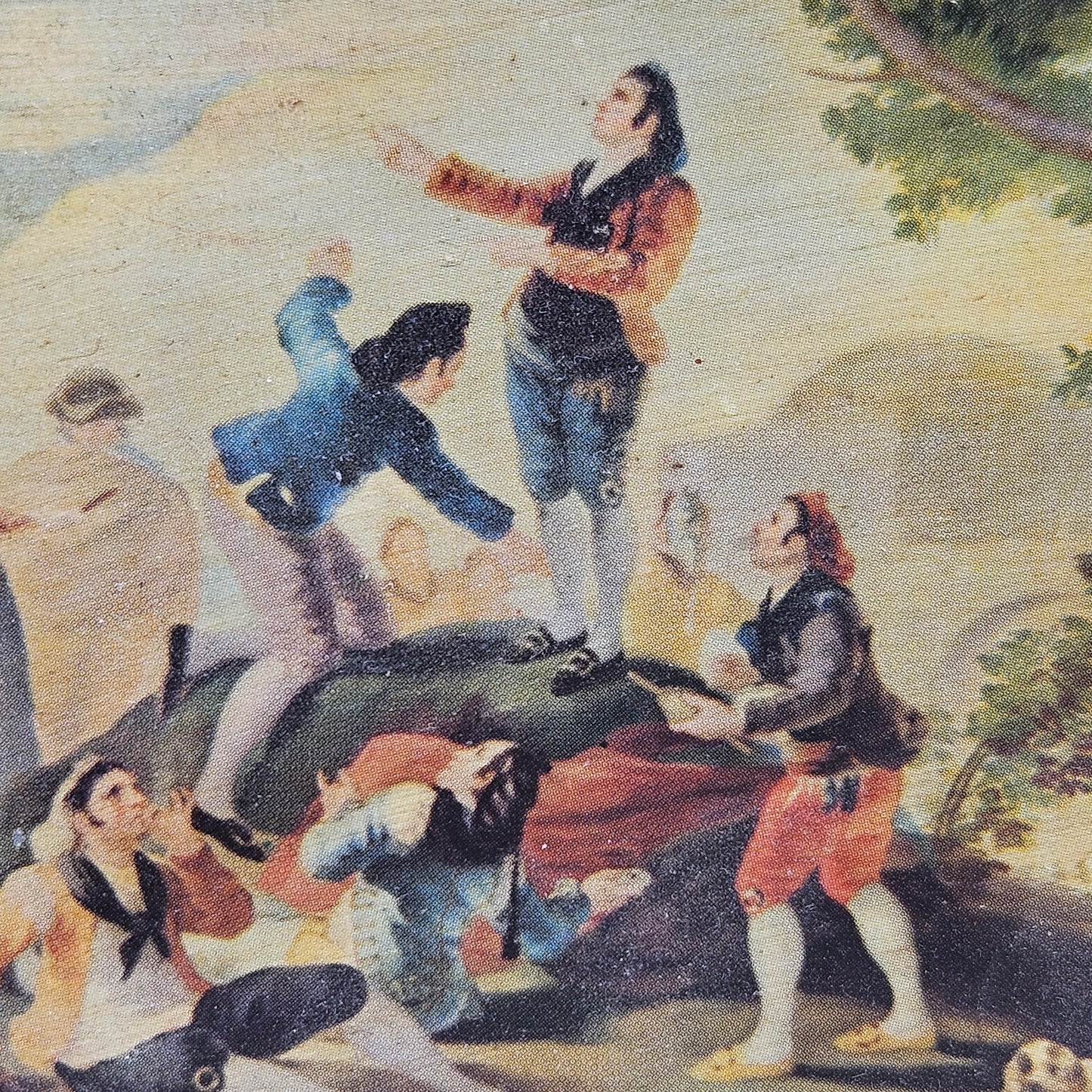 Vintage Hand Colored Etching in Painted Frame