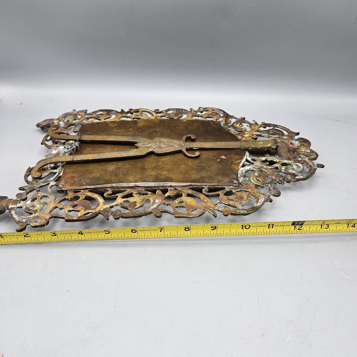 Vintage French Brass Small Beveled Glass Vanity Shaving Mirror with Bacchus Face