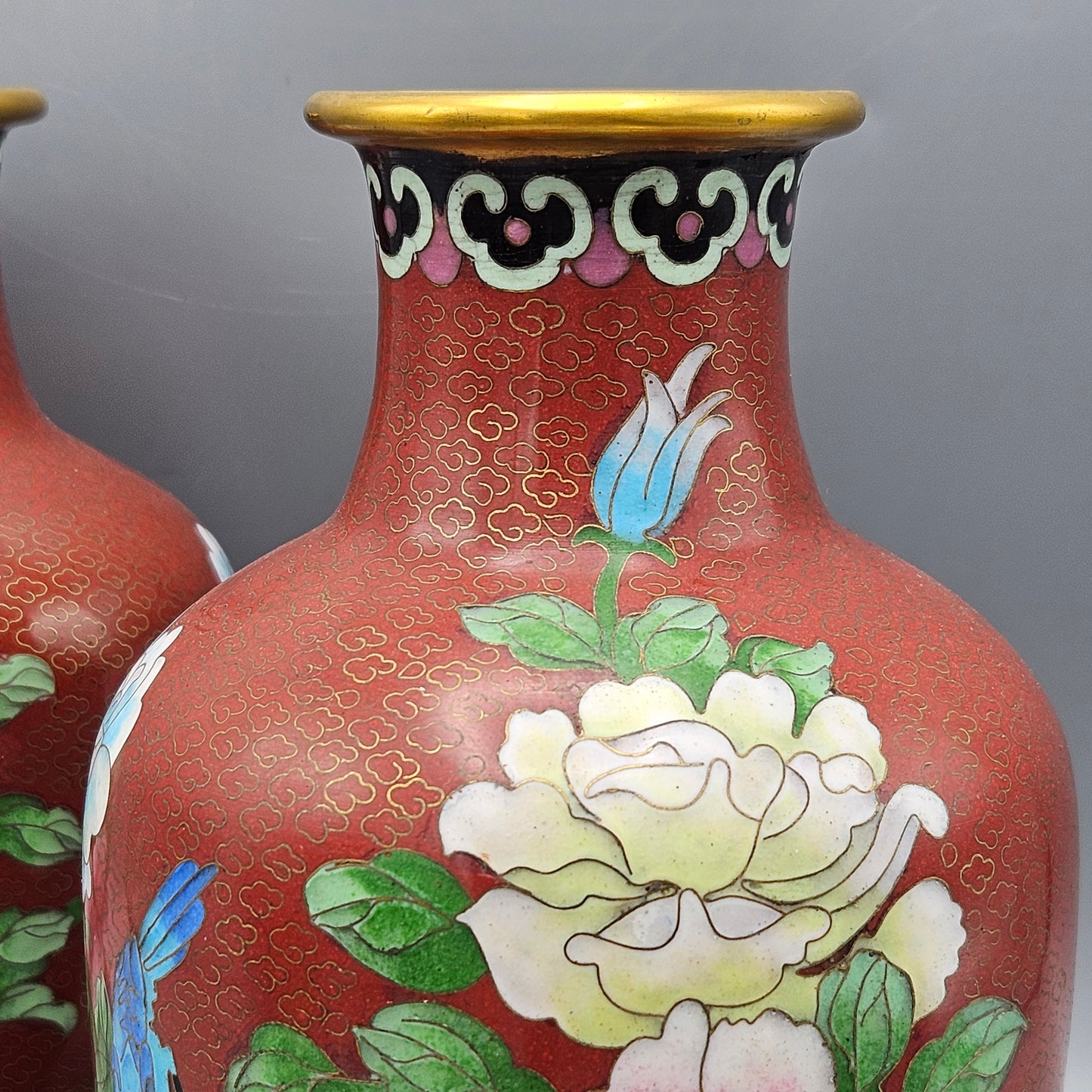 Vintage Pair of Cloisonne Vases