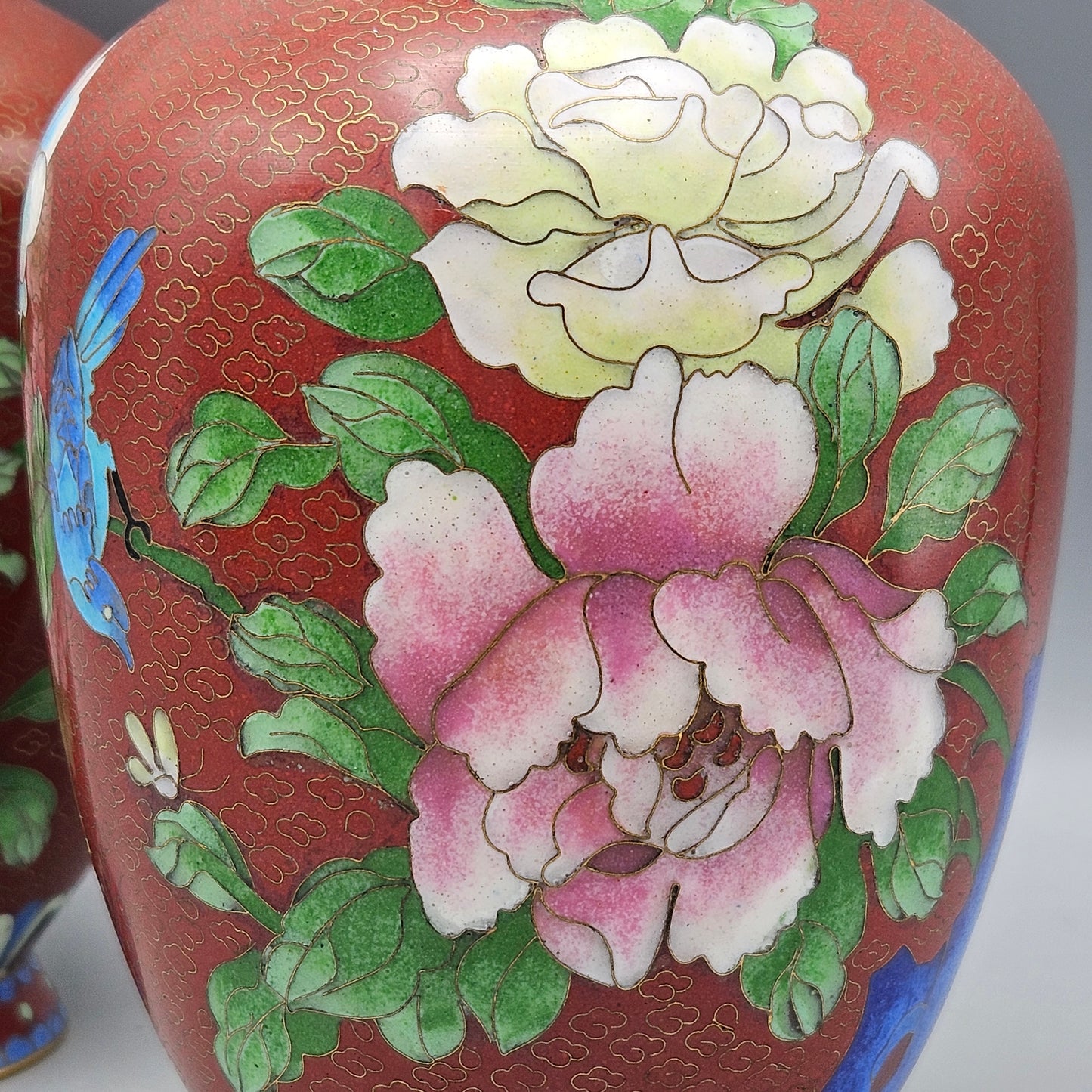 Vintage Pair of Cloisonne Vases