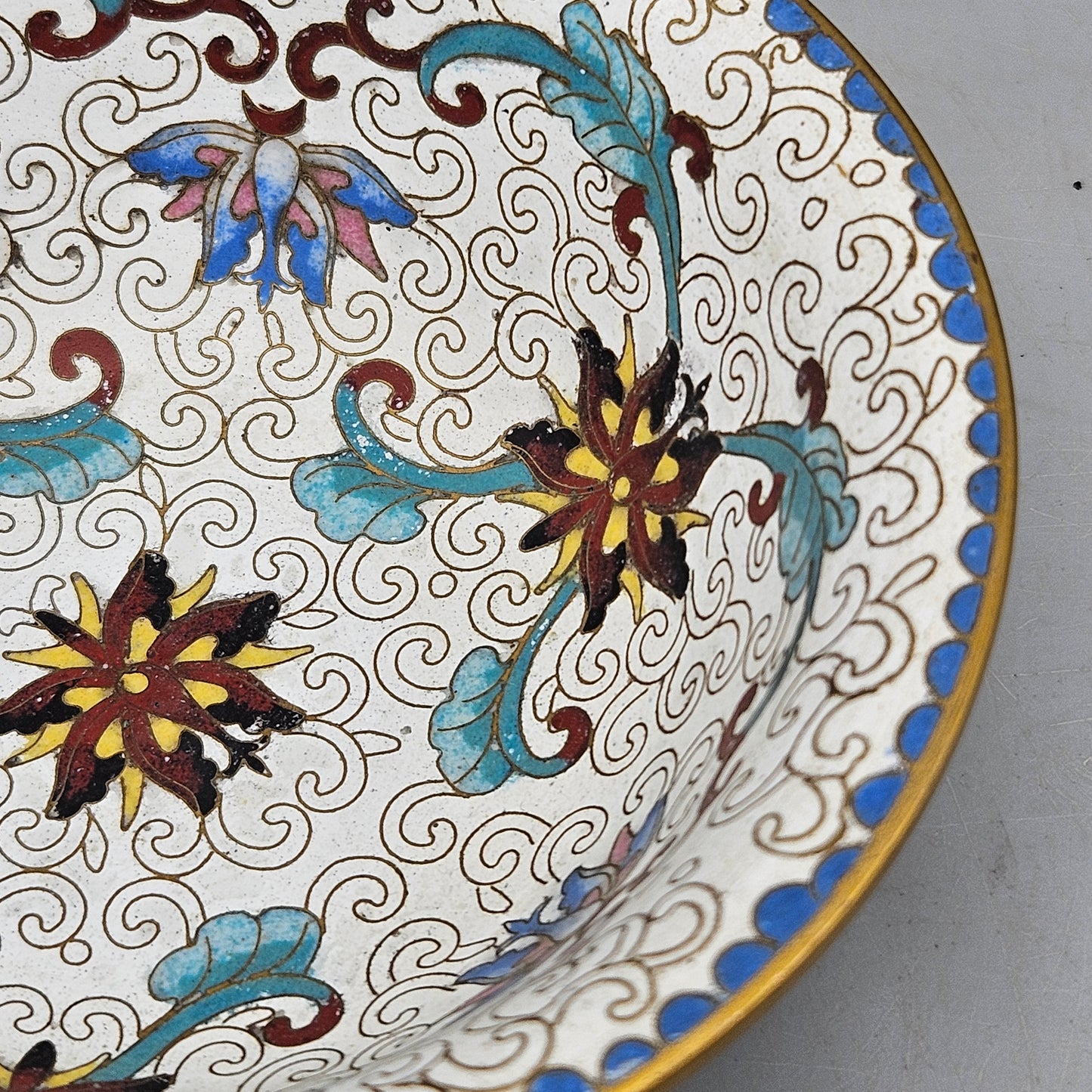 Vintage White Cloisonne Bowl