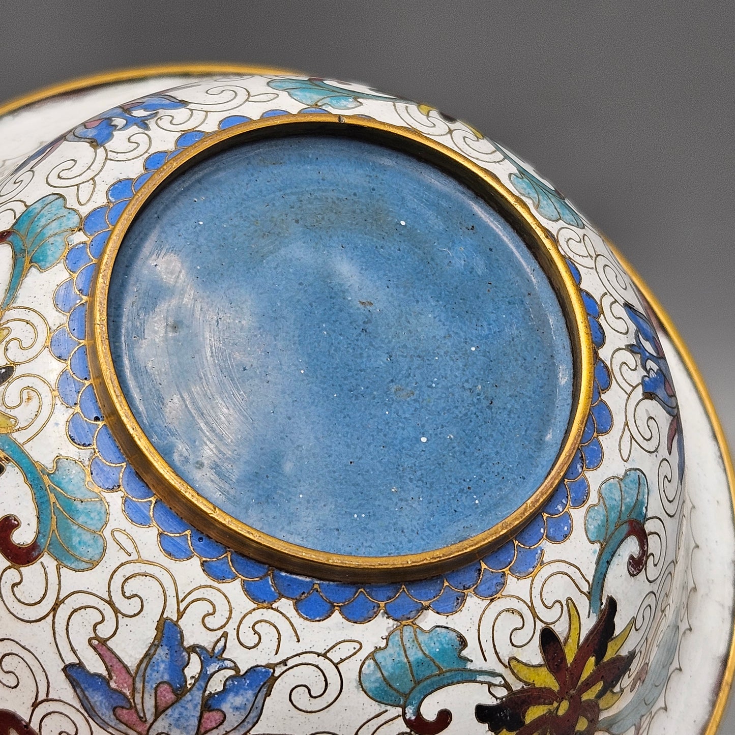 Vintage White Cloisonne Bowl