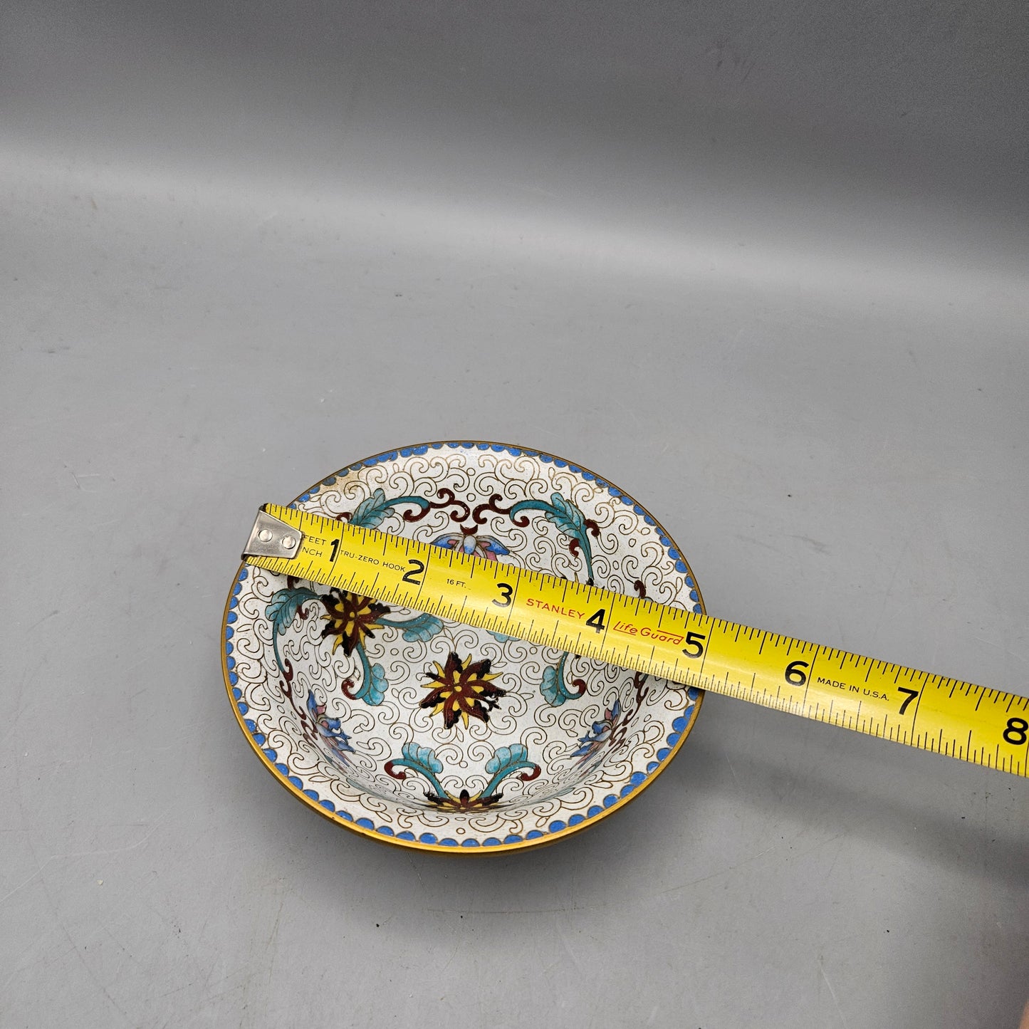Vintage White Cloisonne Bowl