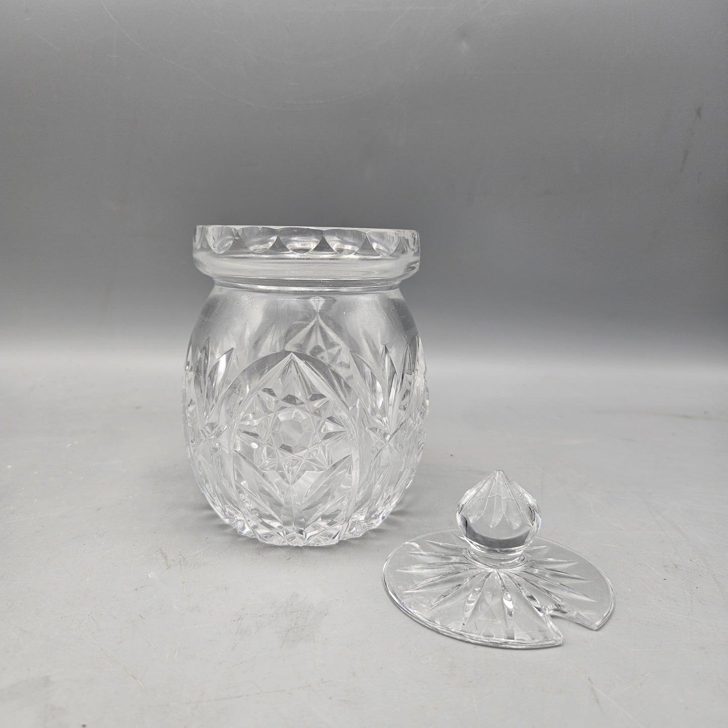 Cut Glass Jam Jar with Lid