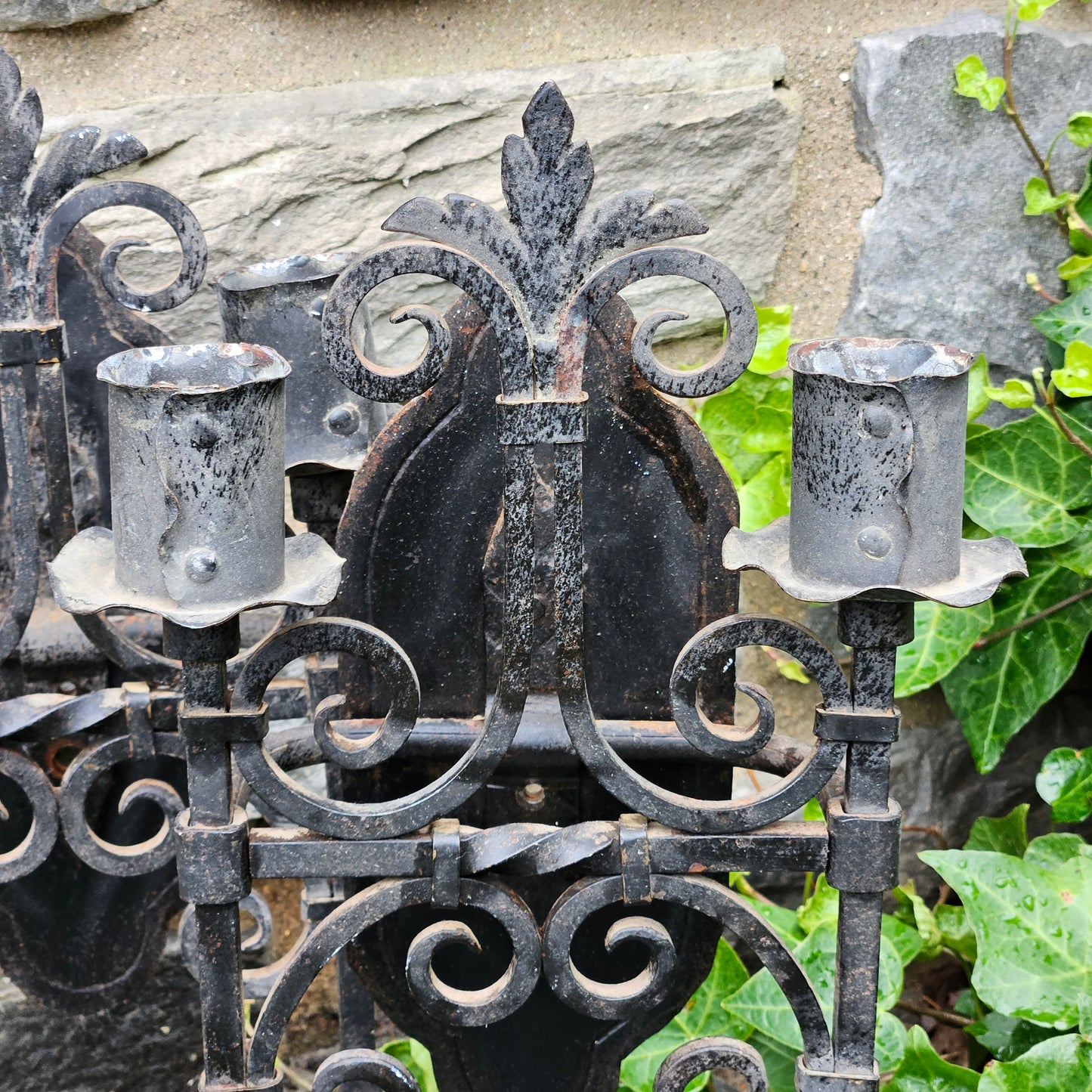 Pair of Ornate Iron Wall Sconces