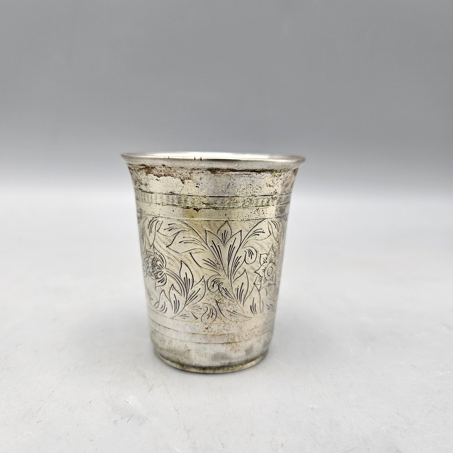 Antique Russian Kiddush Cup with Floral Design