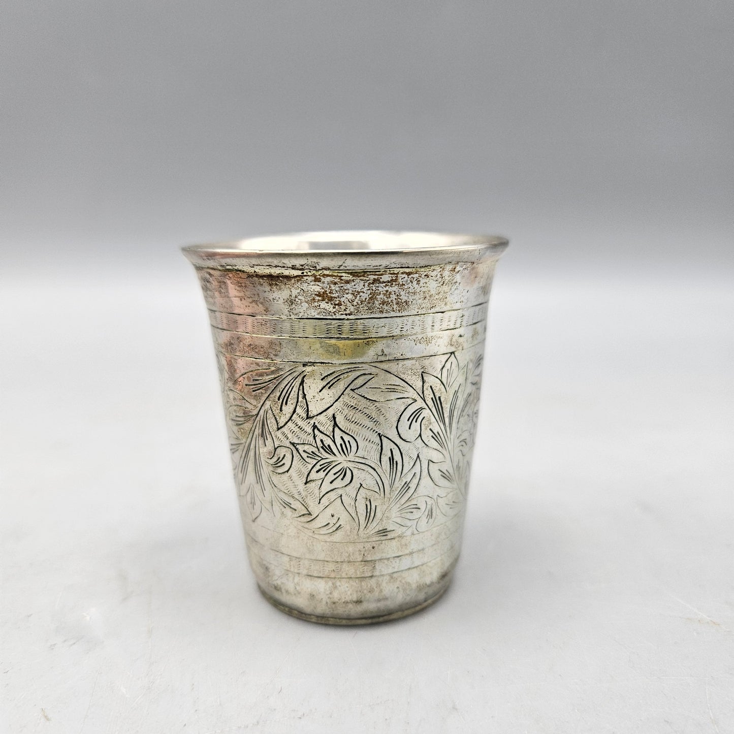 Antique Russian Kiddush Cup with Floral Design