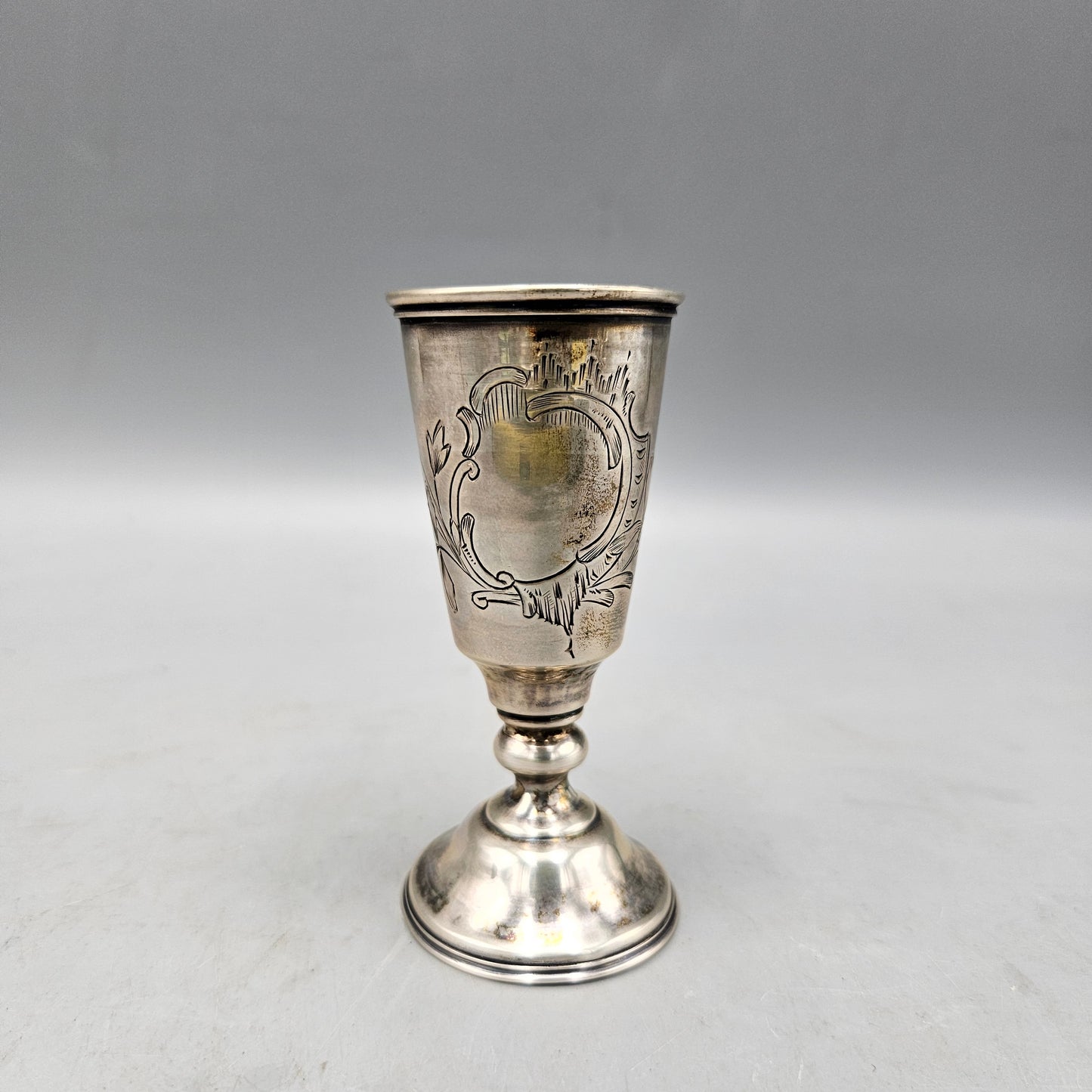 Antique Russian Vodka Cup with Floral Design