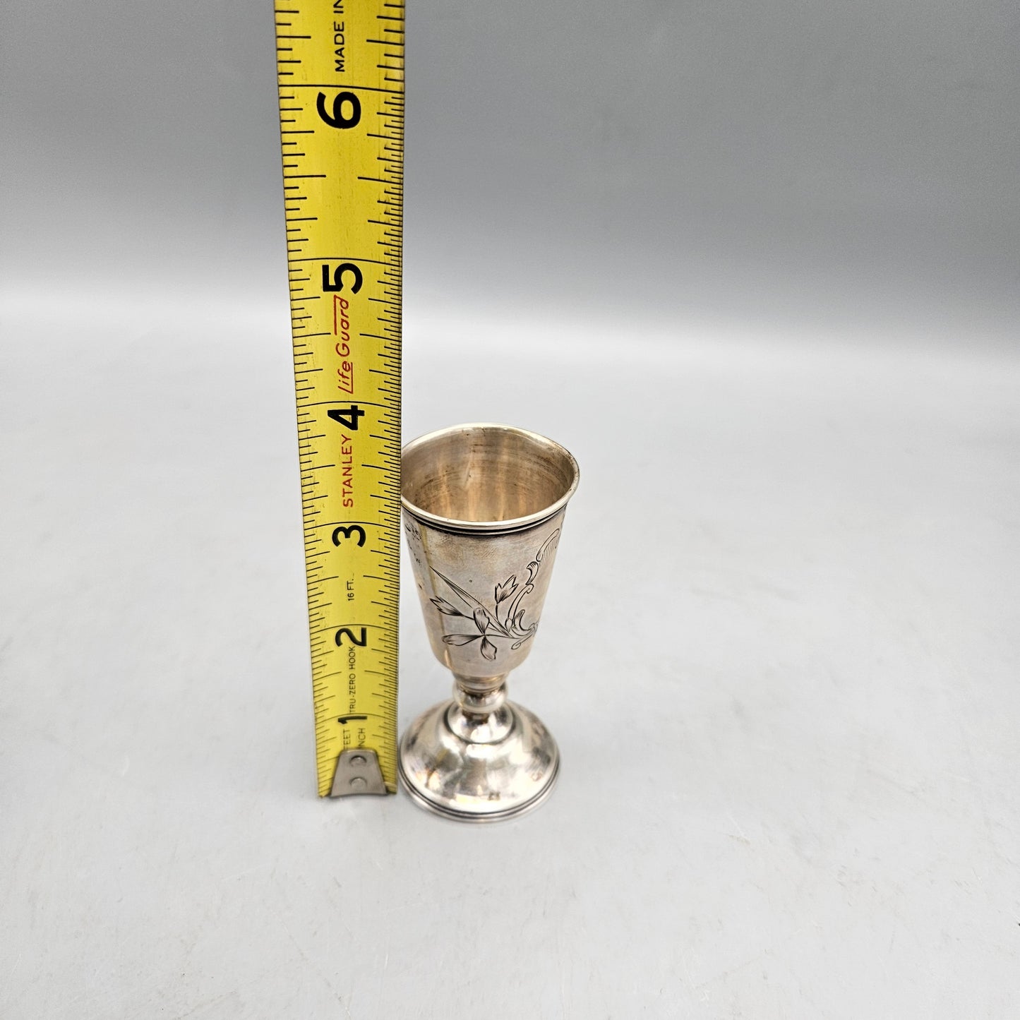Antique Russian Vodka Cup with Floral Design