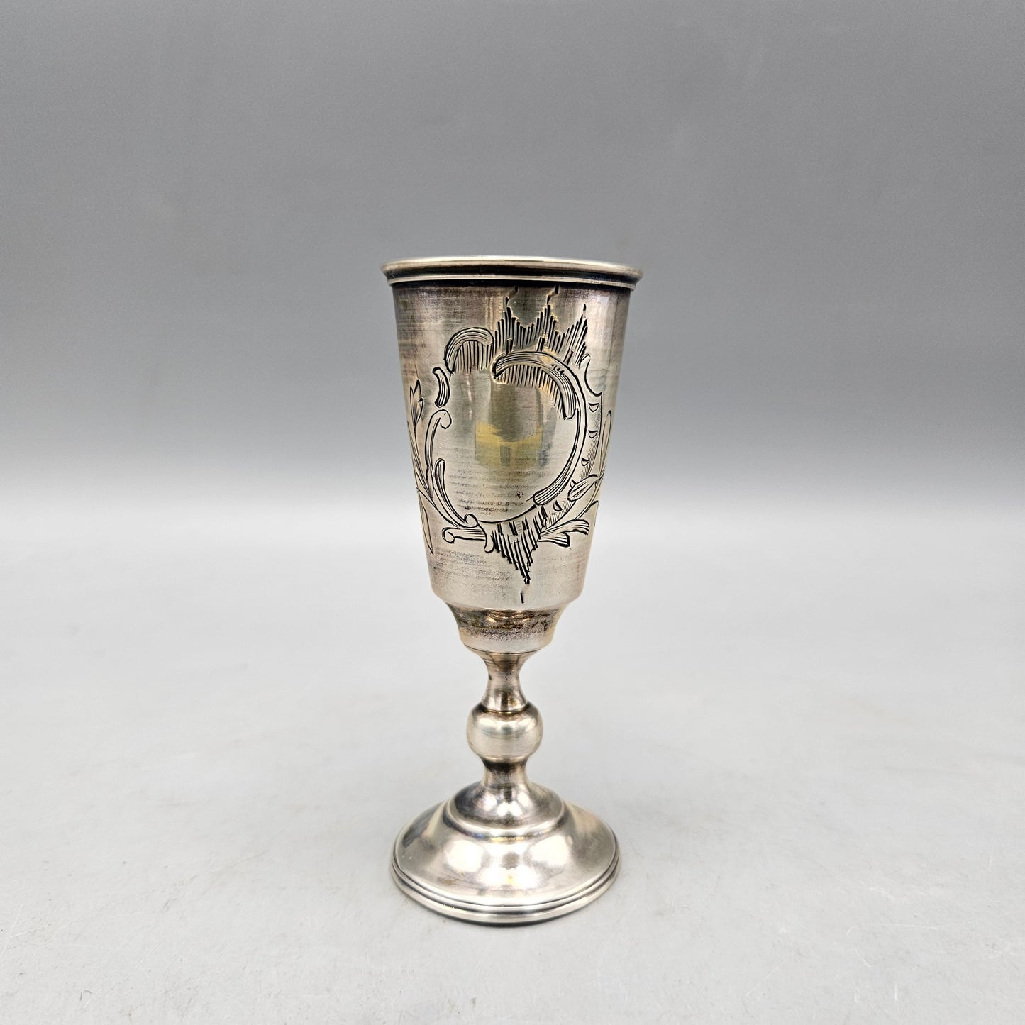 Antique Russian Vodka Cup with Floral Design