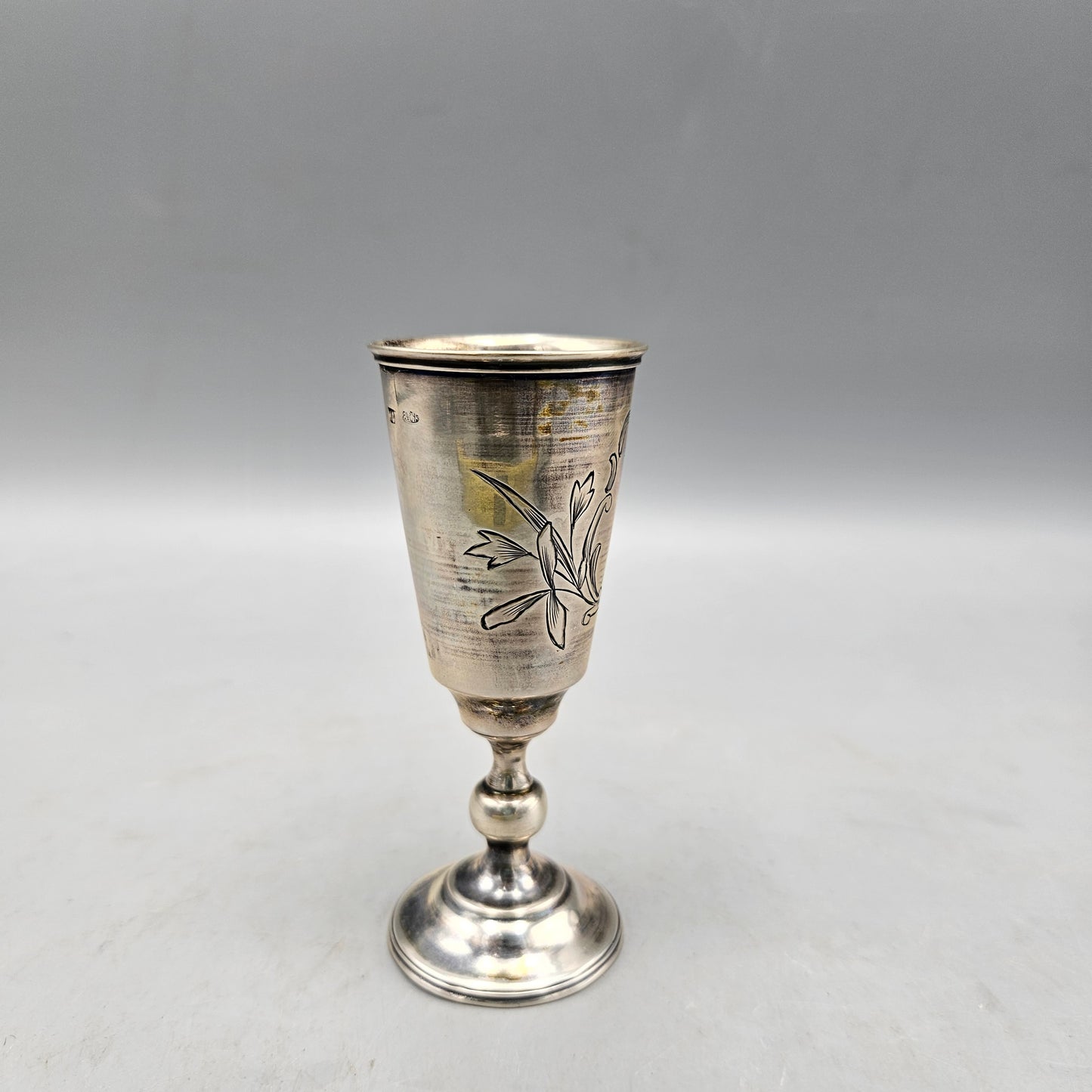 Antique Russian Vodka Cup with Floral Design