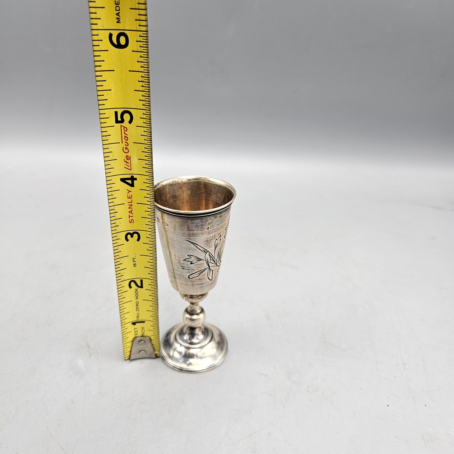 Antique Russian Vodka Cup with Floral Design