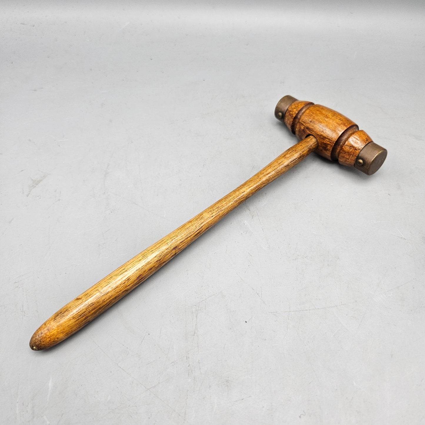 Vintage Wooden Gavel / Mallet / Hammer with Metal Tips