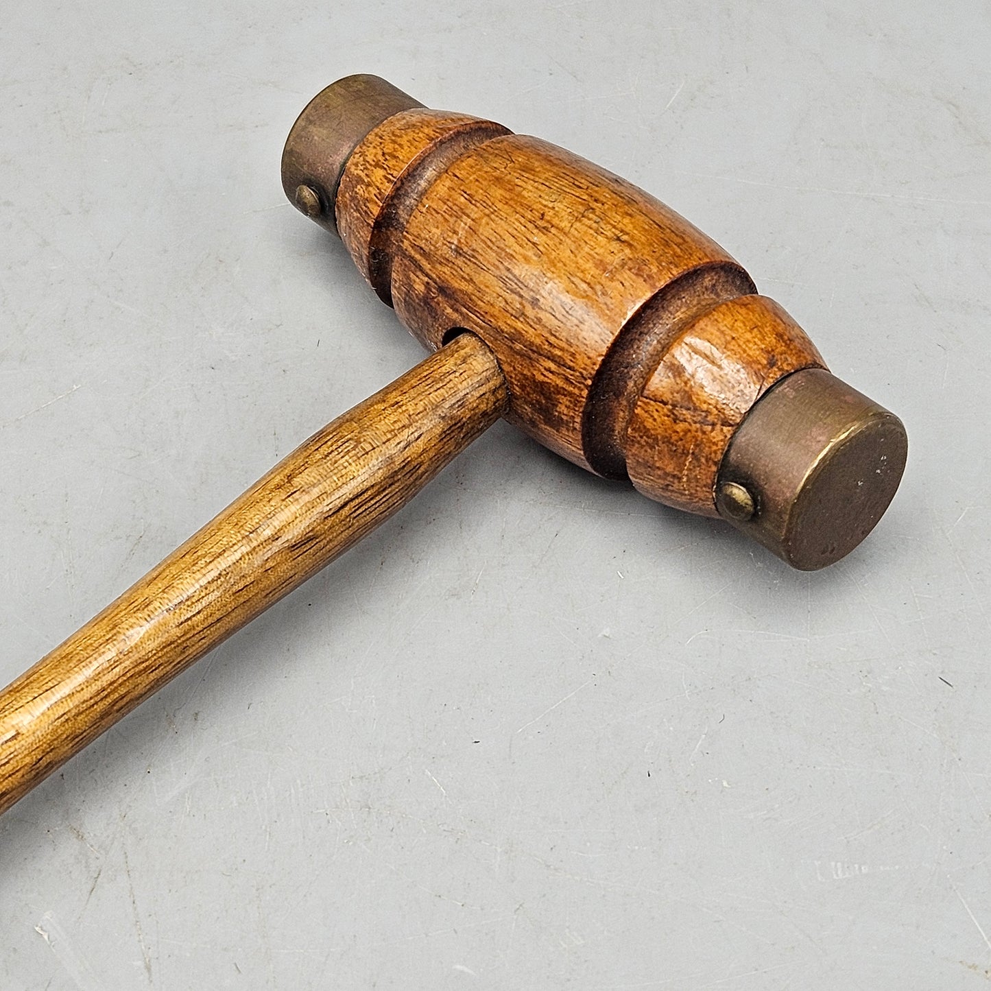 Vintage Wooden Gavel / Mallet / Hammer with Metal Tips