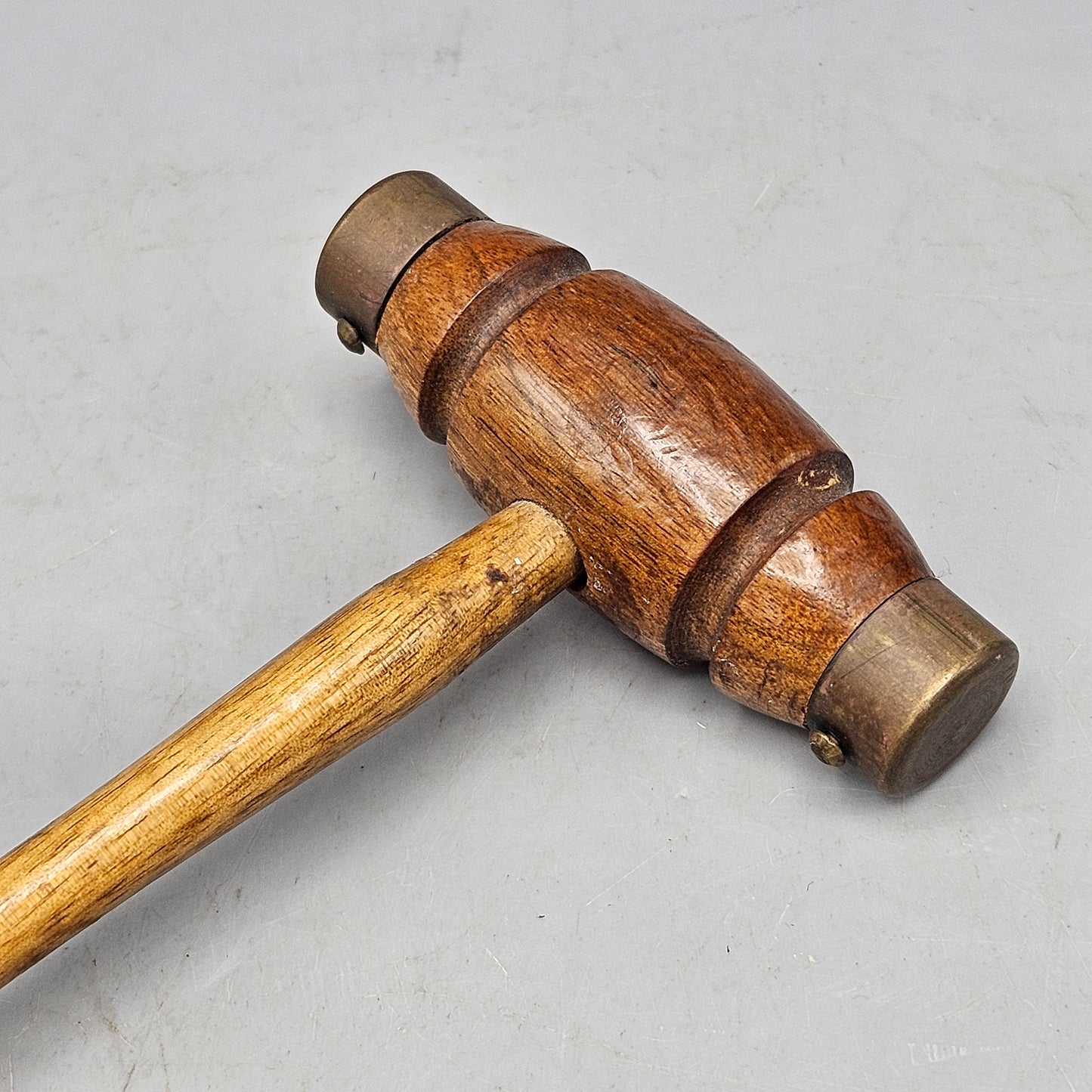 Vintage Wooden Gavel / Mallet / Hammer with Metal Tips
