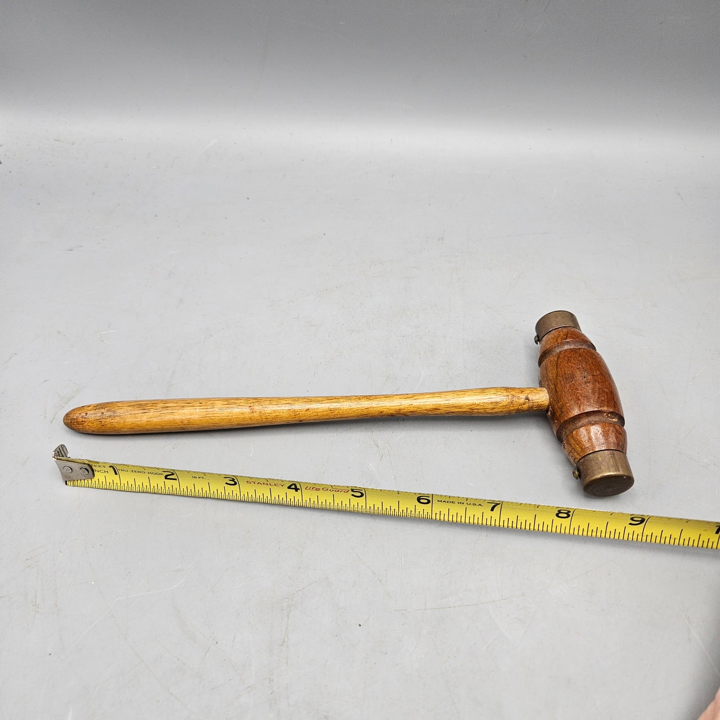 Vintage Wooden Gavel / Mallet / Hammer with Metal Tips