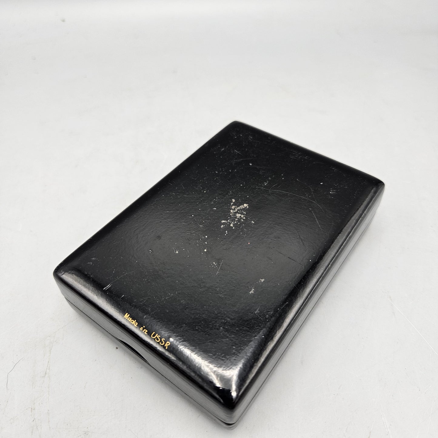 Vintage Russian Lacquered Painted Box with Deer