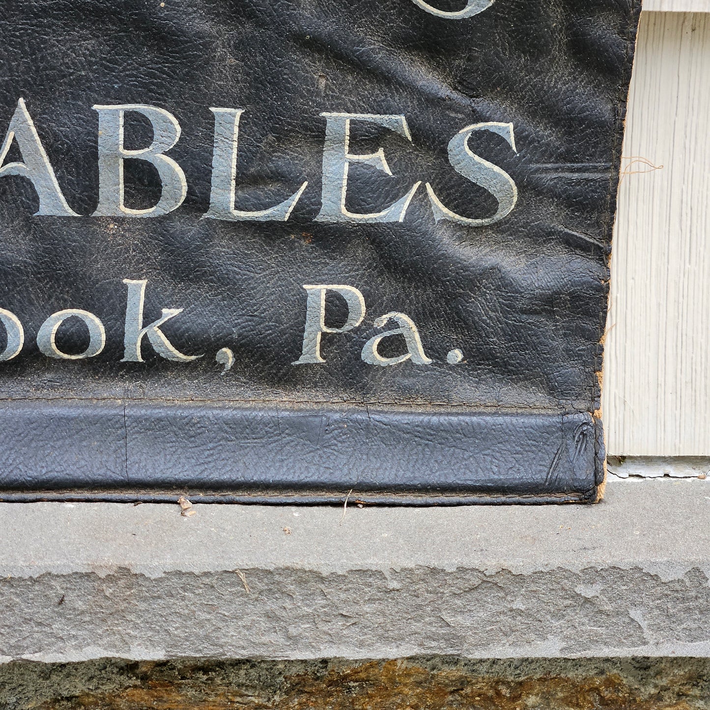 Vintage Hand Painted Sign on Leather "Sharpless Riding Stables" Meadowbrook, PA