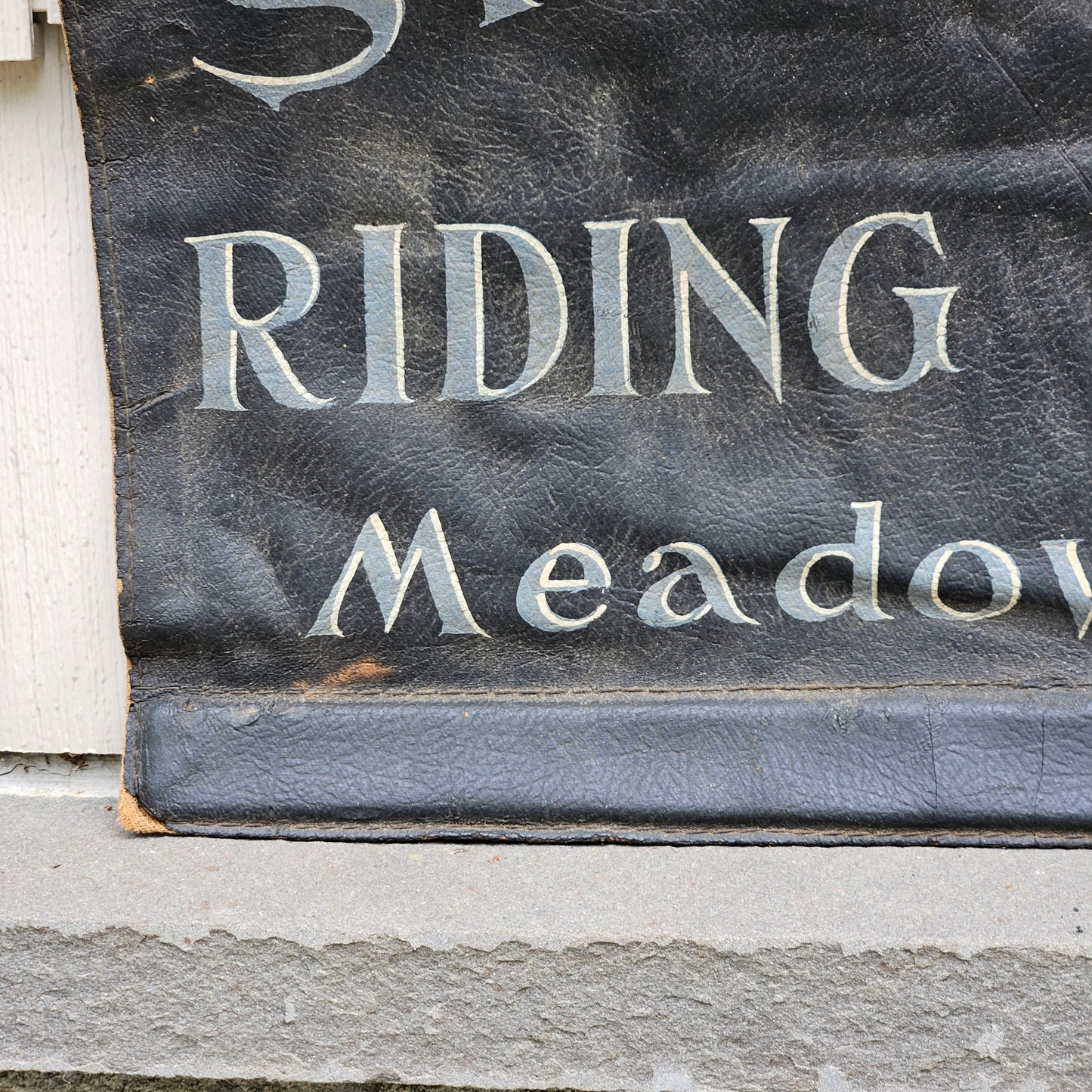 Vintage Hand Painted Sign on Leather "Sharpless Riding Stables" Meadowbrook, PA