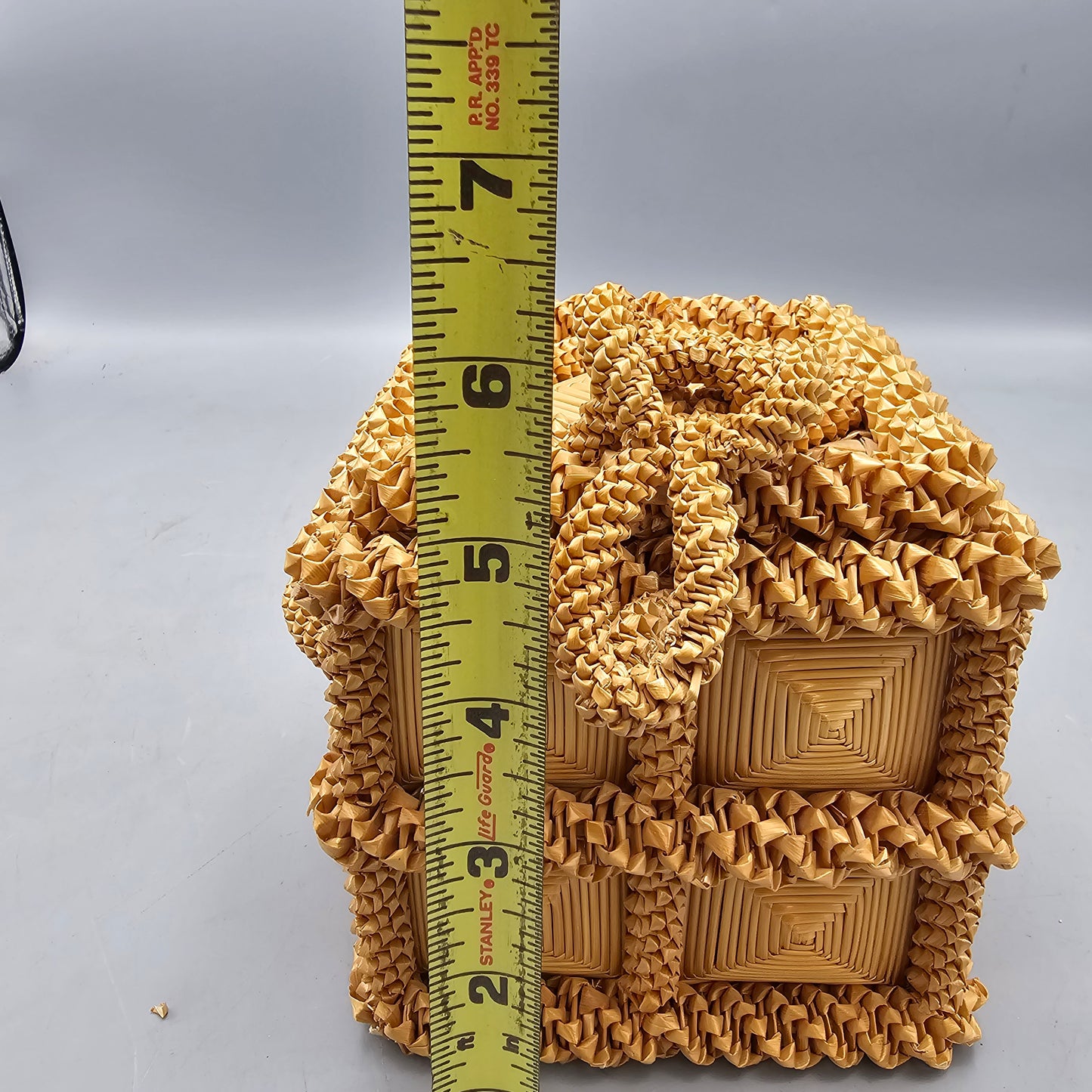 Vintage Wood & Straw Hinged Box Made in USSR