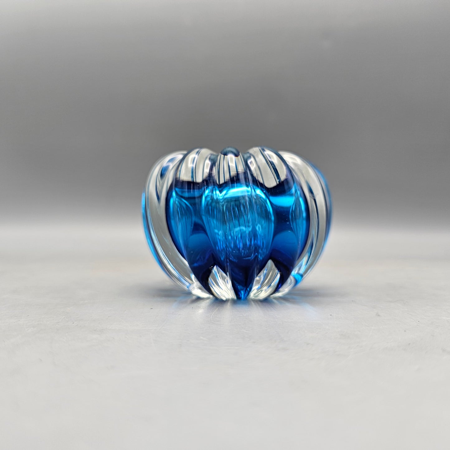 Clear and Blue Glass Paperweight